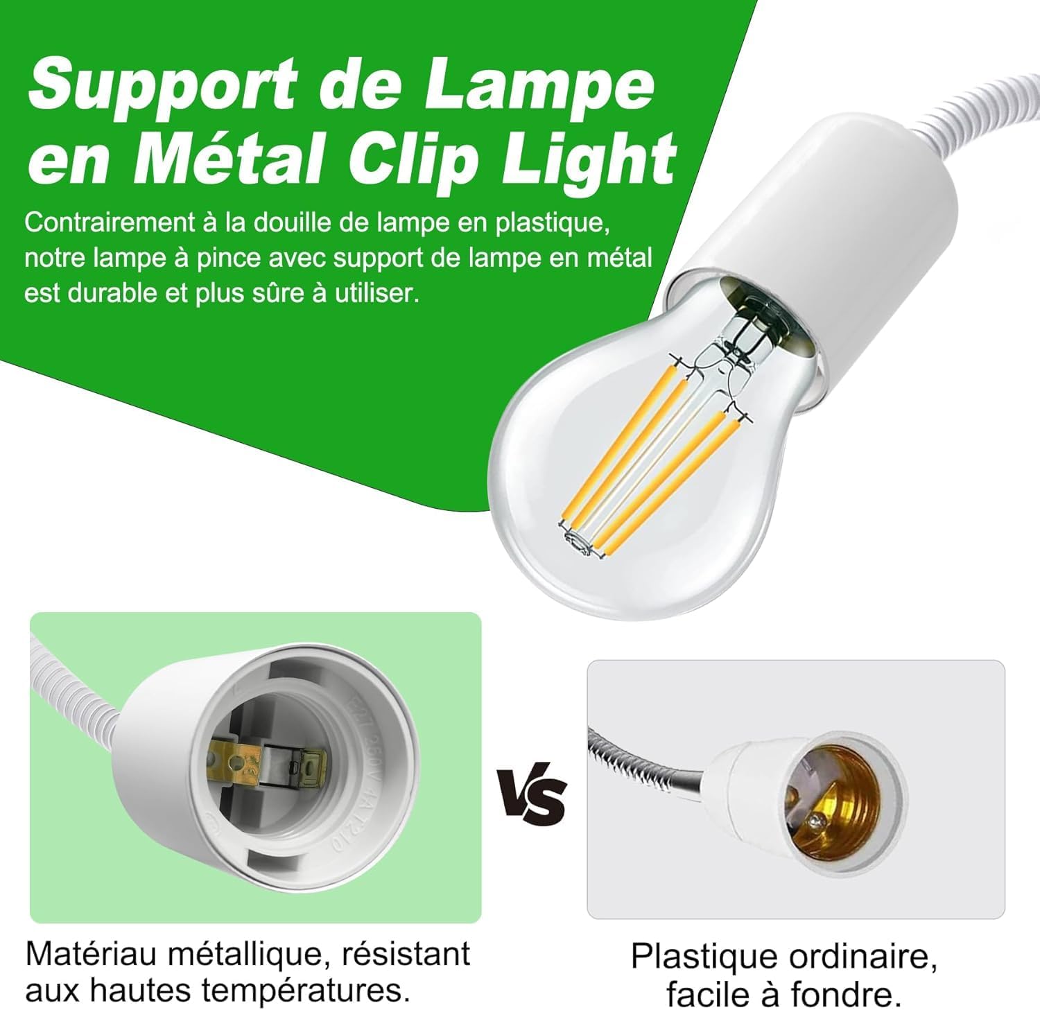 2x Lampada a Morsetto E27 con Interruttore e Cavo 220cm - immagine 3