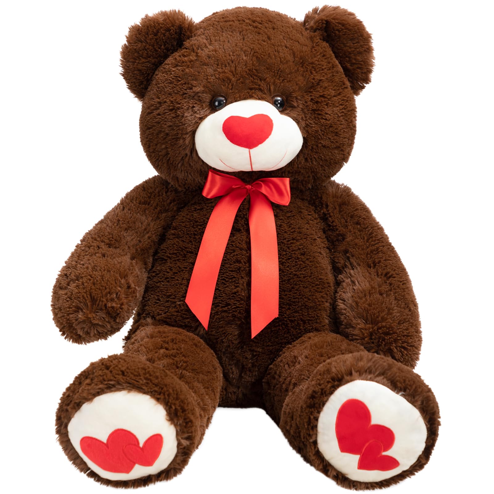 BEJOY Orsacchiotto di Peluche Grande 91cm con Cuore Rosso, Cioccolato