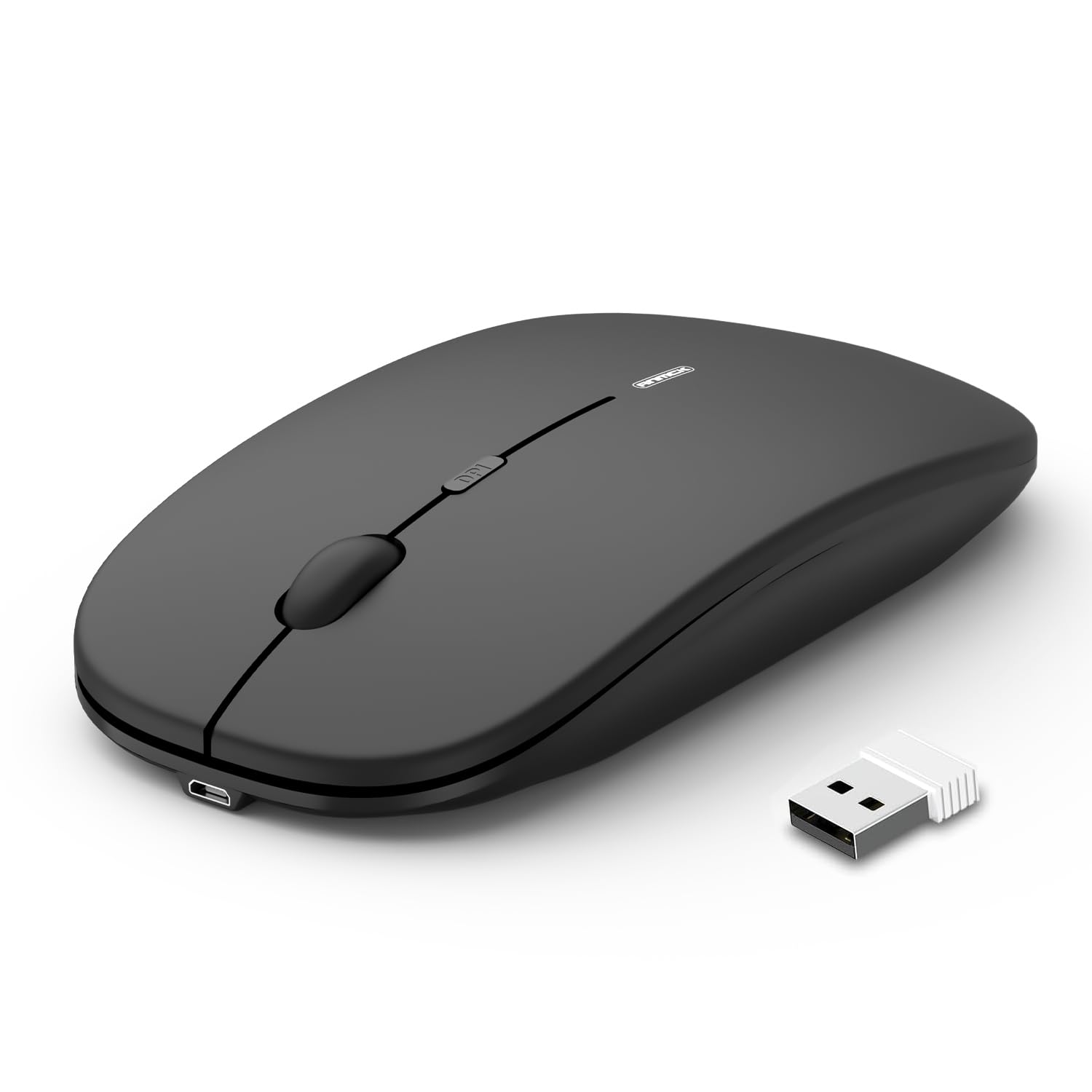 Mouse Wireless Silenzioso USB Ricaricabile, Nero