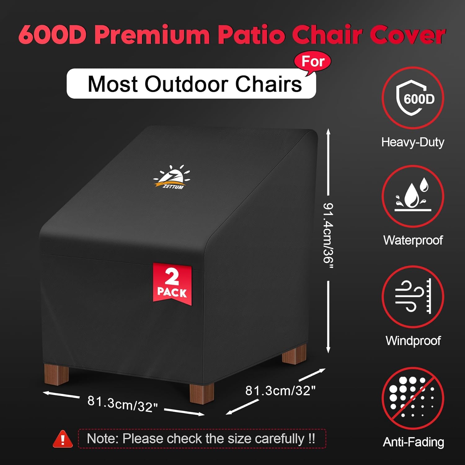 Zettum Copertura per Sedie da Giardino 81x81x91 cm, 2 Pezzi - immagine 2