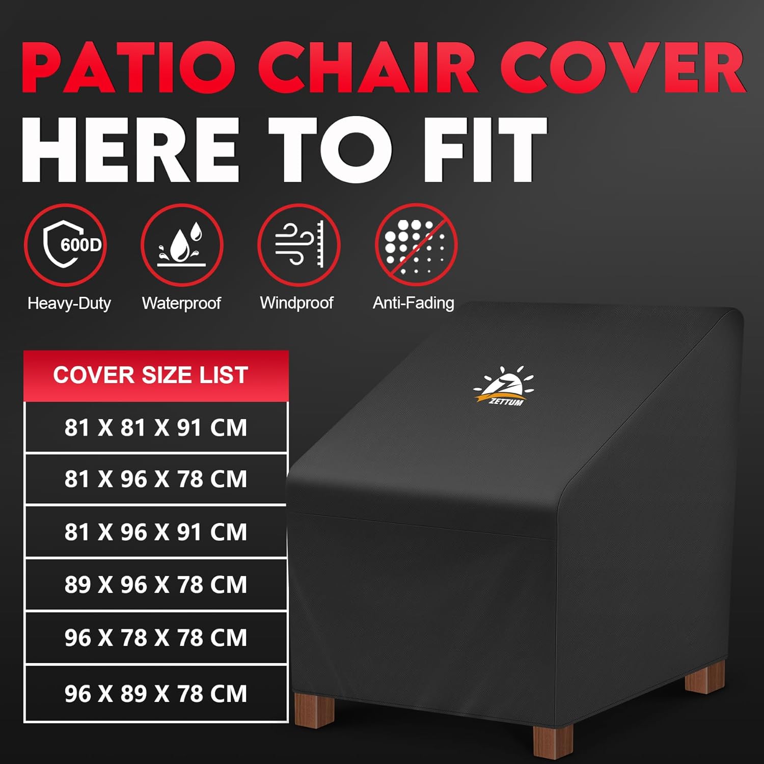 Zettum Copertura per Sedie da Giardino 81x81x91 cm, 2 Pezzi - immagine 3