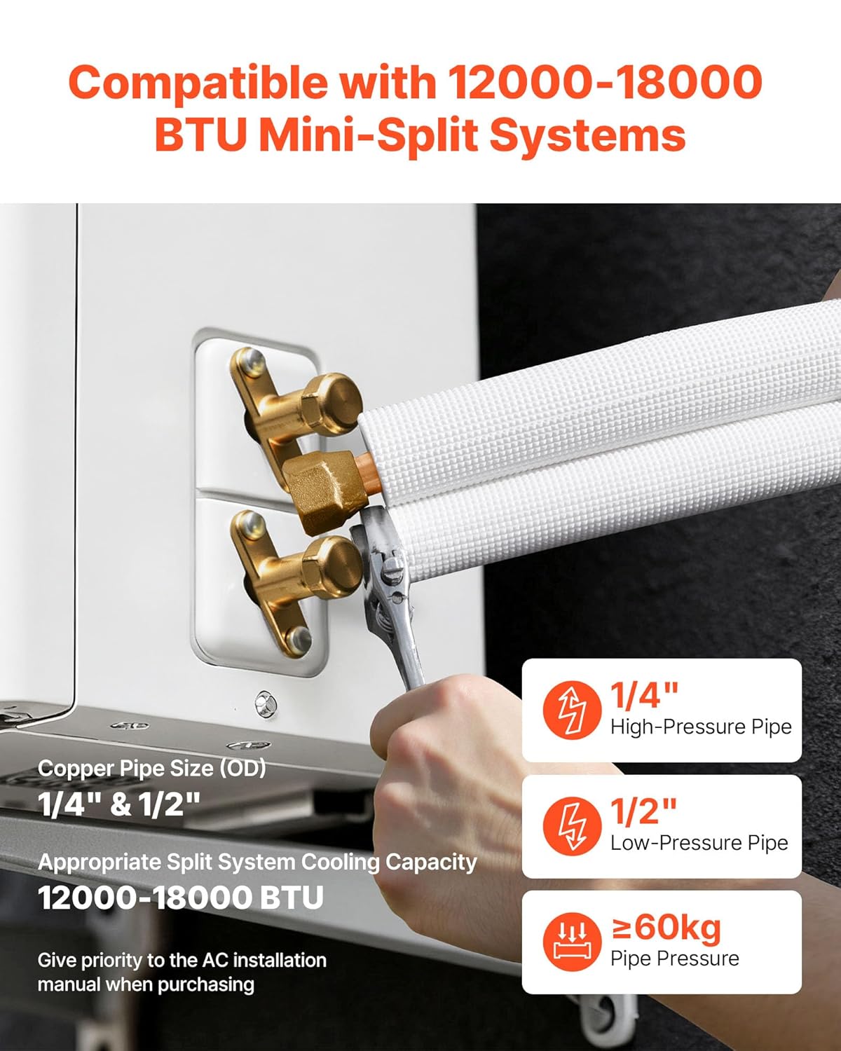 Vevor Set Tubi Mini Split Rame 15,2m - immagine 4