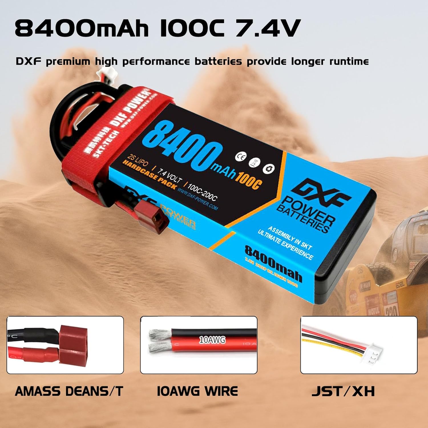 Dxf 2x LiPo RC Akku 8000mAh 7.4V 110C 2S - immagine 2