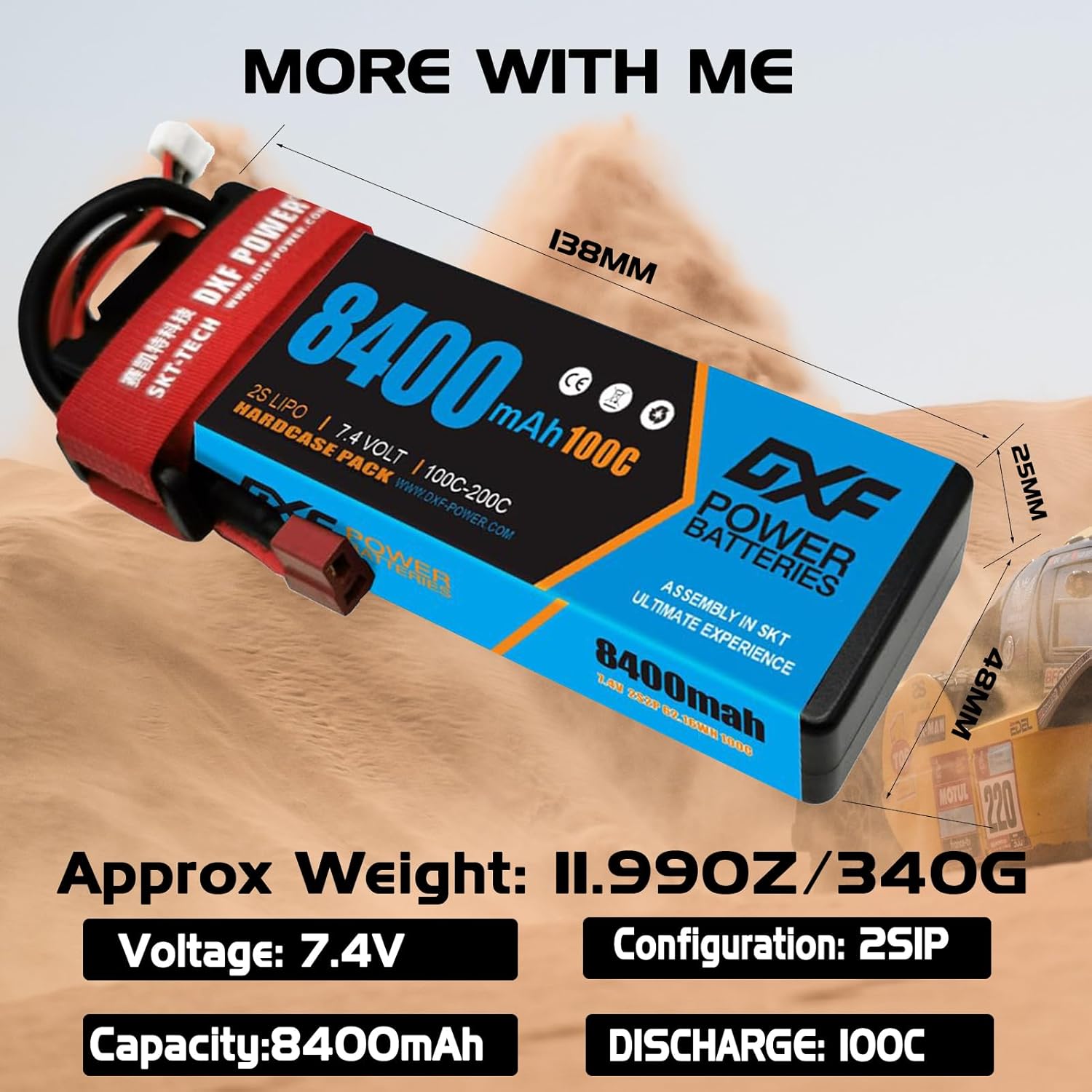 Dxf 2x LiPo RC Akku 8000mAh 7.4V 110C 2S - immagine 3