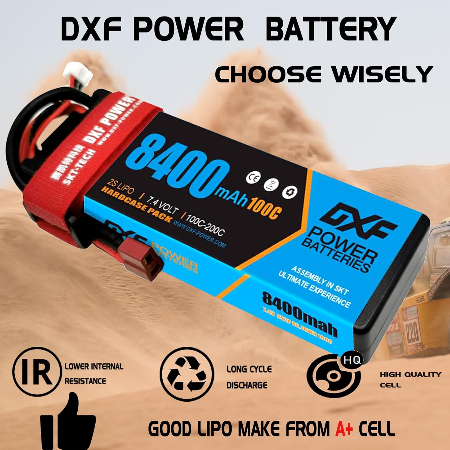 Dxf 2x LiPo RC Akku 8000mAh 7.4V 110C 2S - immagine 4