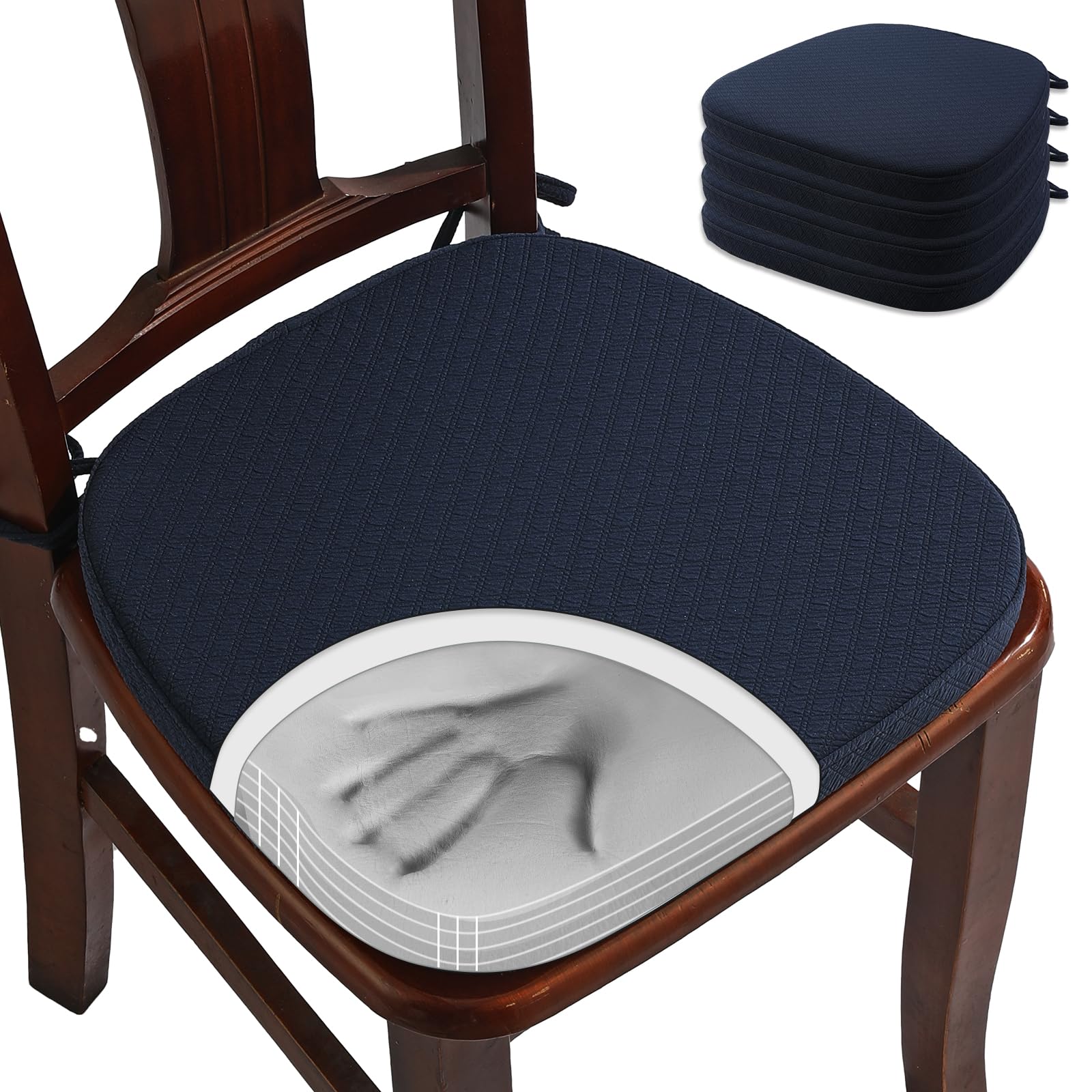 Buyue Cuscini Lusso Schiuma Viscoelastica, Set 4 Blu