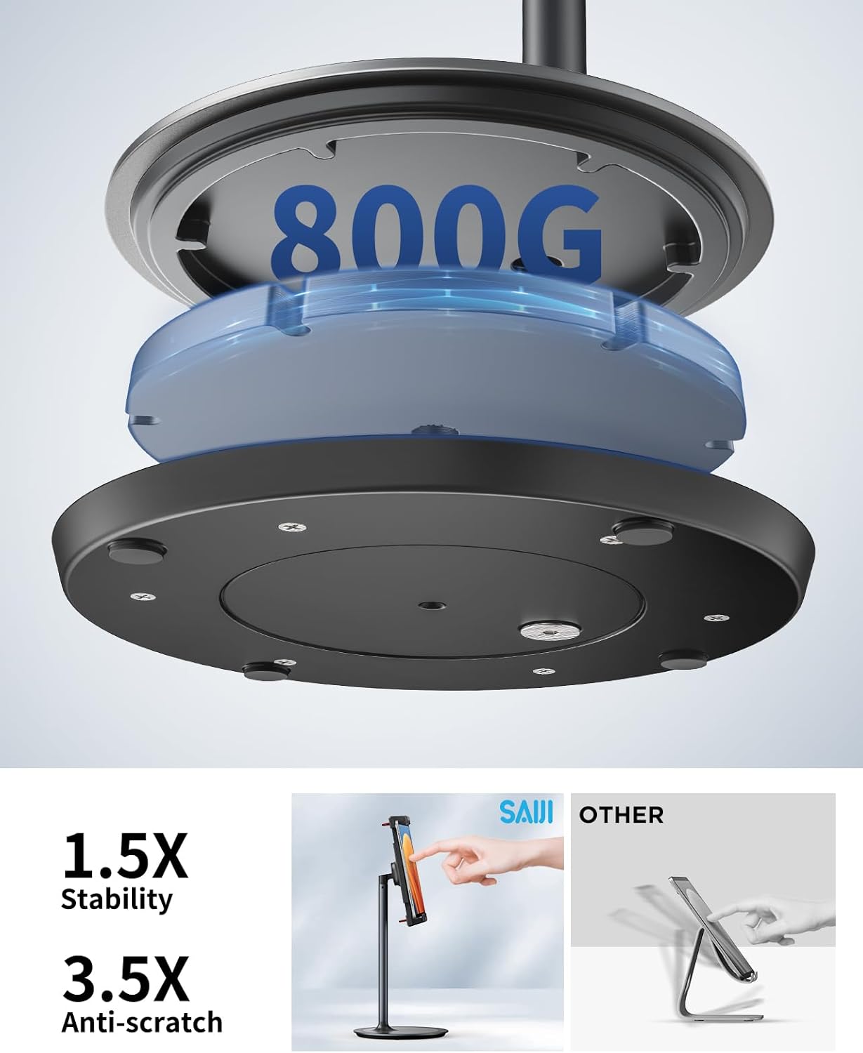 Saiji Supporto Regolabile per Tablet e Telefono, Nero - immagine 2