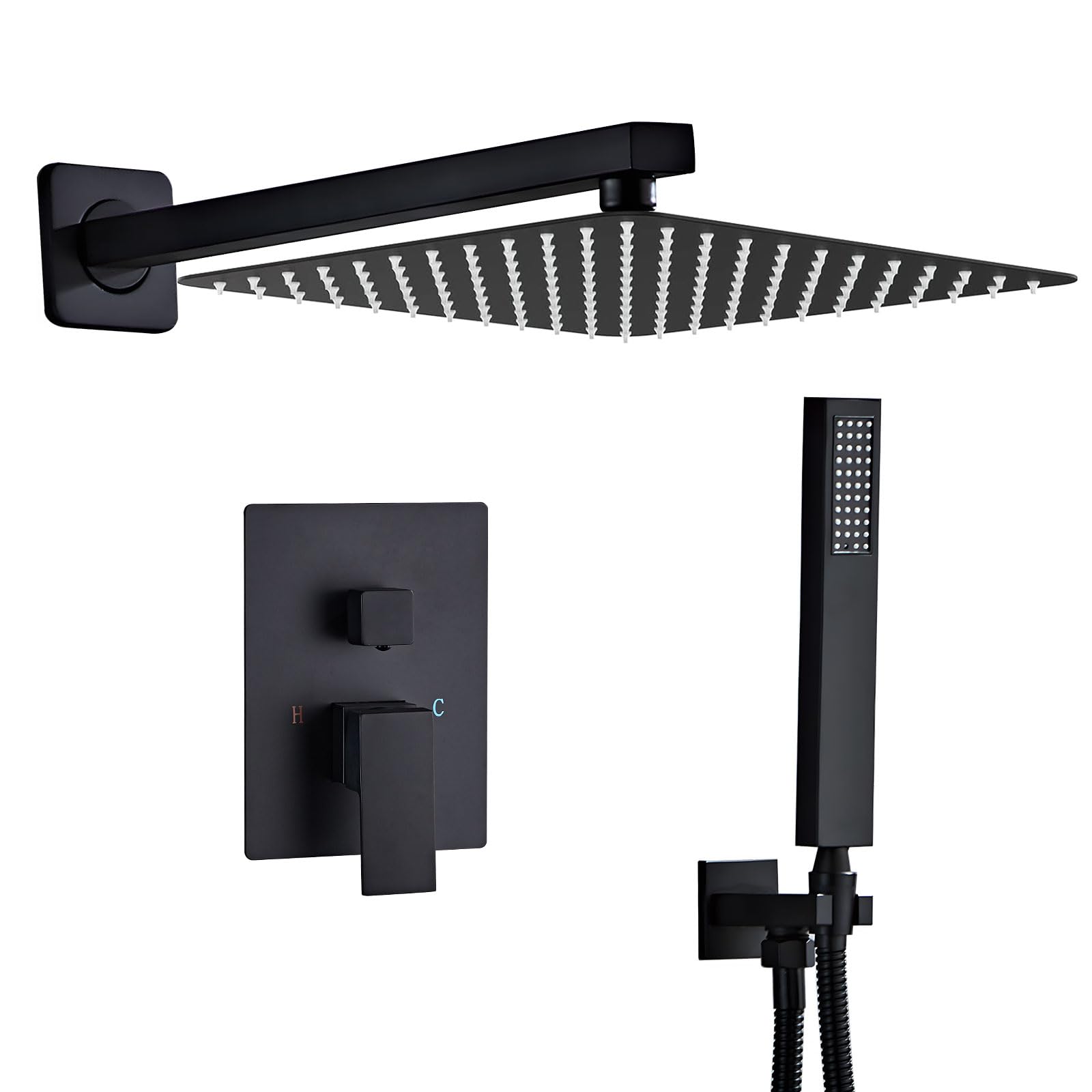 Sanitemodar Set Doccia Incasso Nero con Soffione 25x25cm