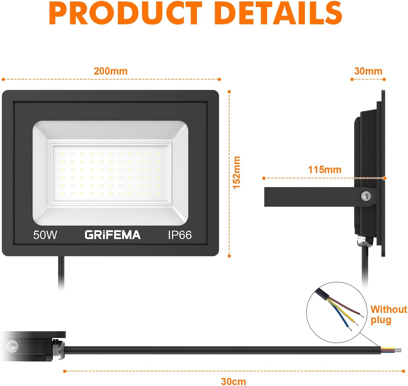 GRIFEMA - Faretto LED da Esterno 50W 6500K - immagine 2