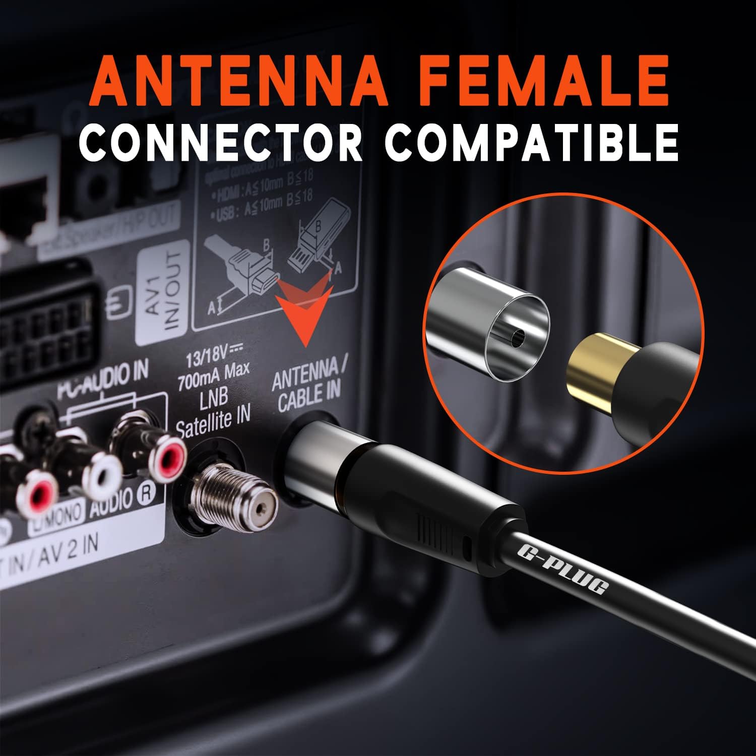 G-plug Cavo Antenna TV Coassiale Angolo Retto 1m - immagine 5