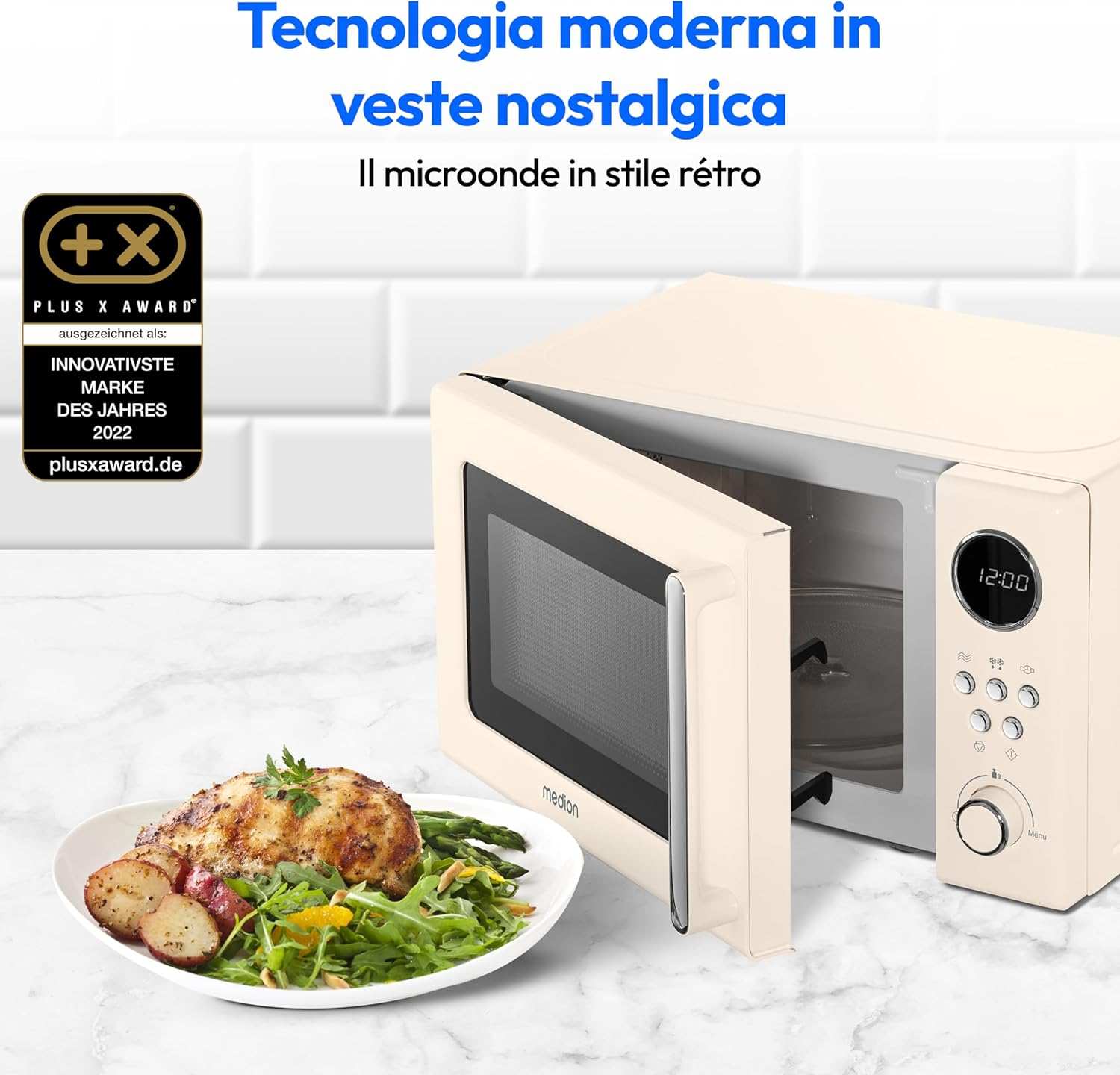 Medion Microonde Retro 20 Litri 800W, Beige - immagine 2