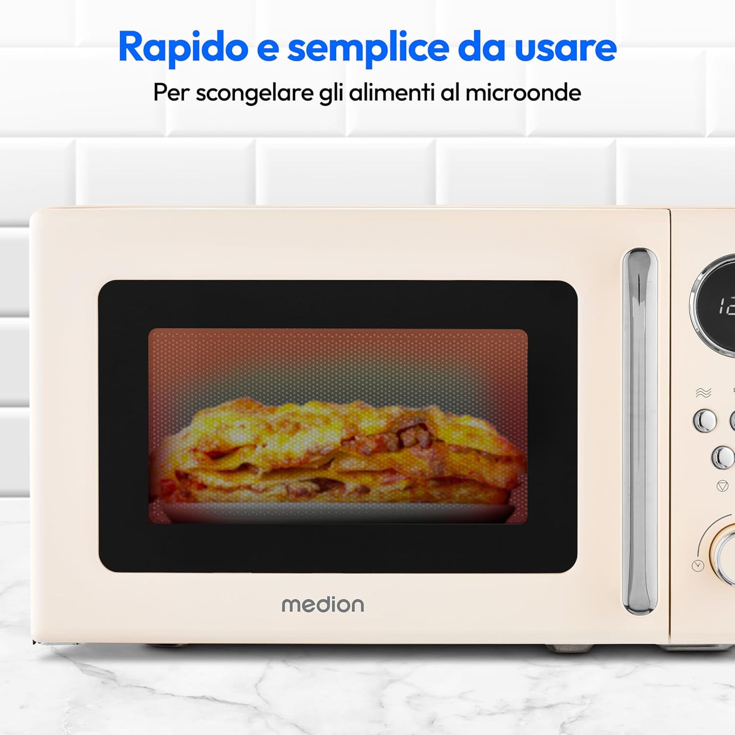 Medion Microonde Retro 20 Litri 800W, Beige - immagine 3