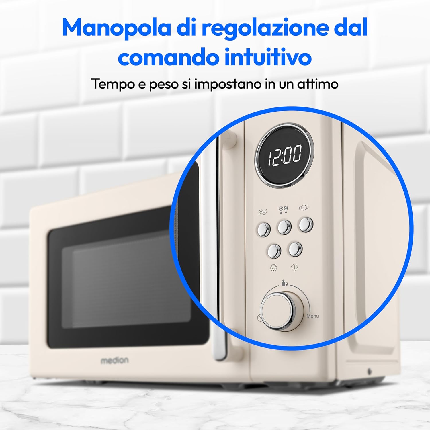 Medion Microonde Retro 20 Litri 800W, Beige - immagine 5