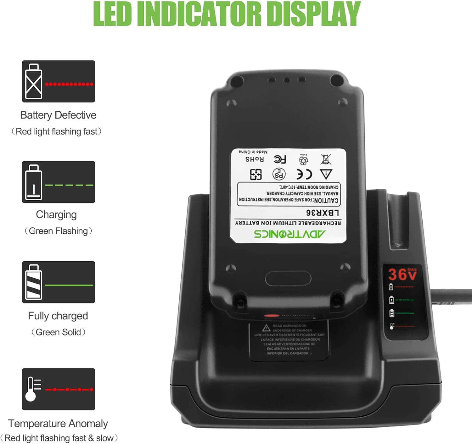 Advtronics Caricatore di Ricambio BDC2A36 / LCS36 / LCS40 - immagine 4