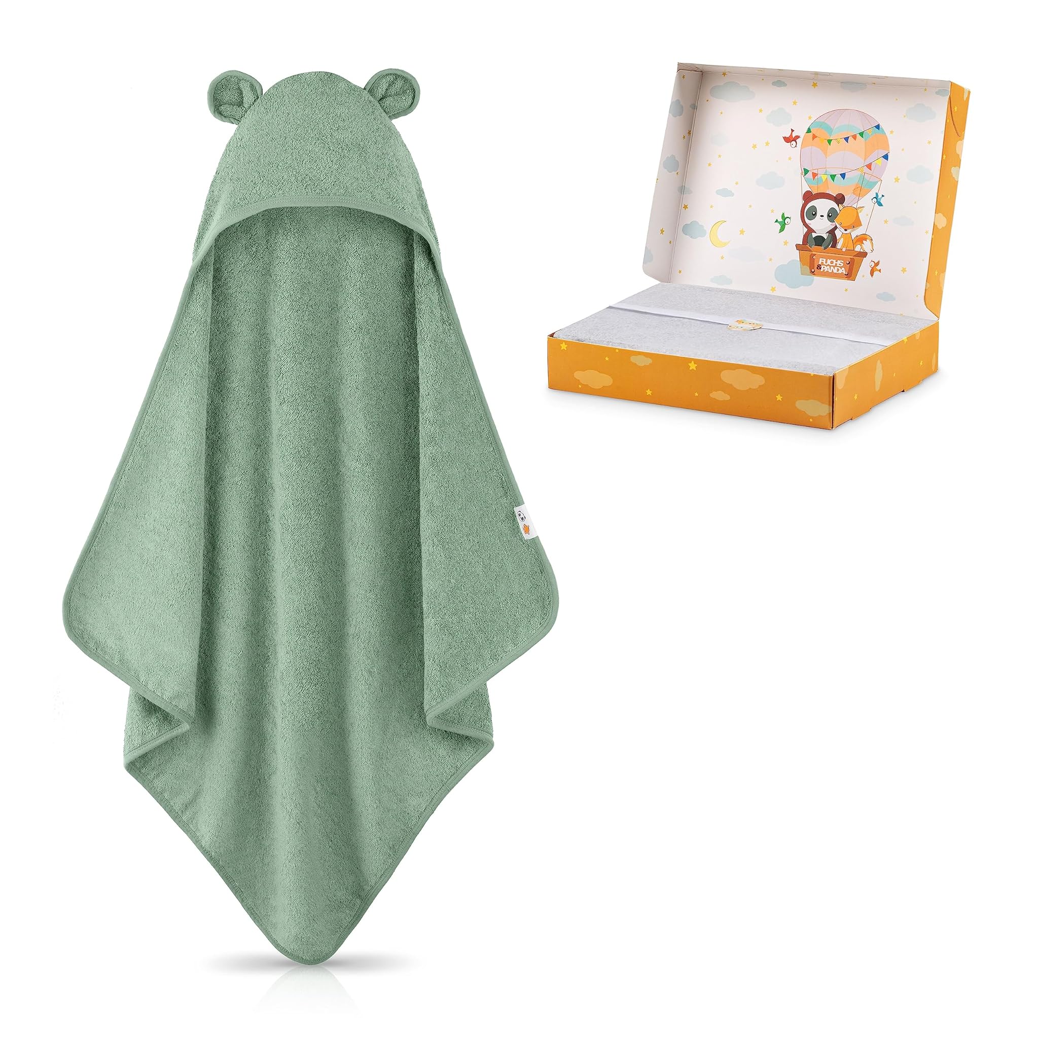Fuchsundpanda ® Asciugamano con Cappuccio per Bambini 75x75cm