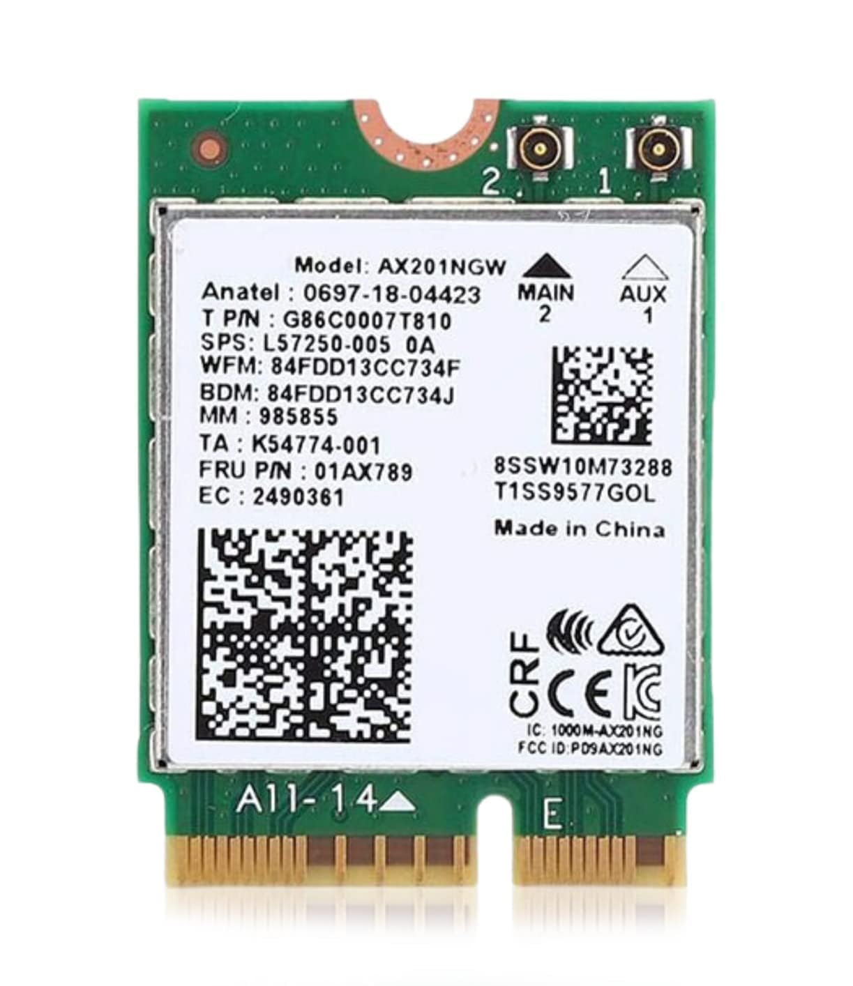 AX201 WiFi 6 Card | Dual Band Wi-Fi | 2.4 Gbps | CNVio2 M.2 WiFi Card ...