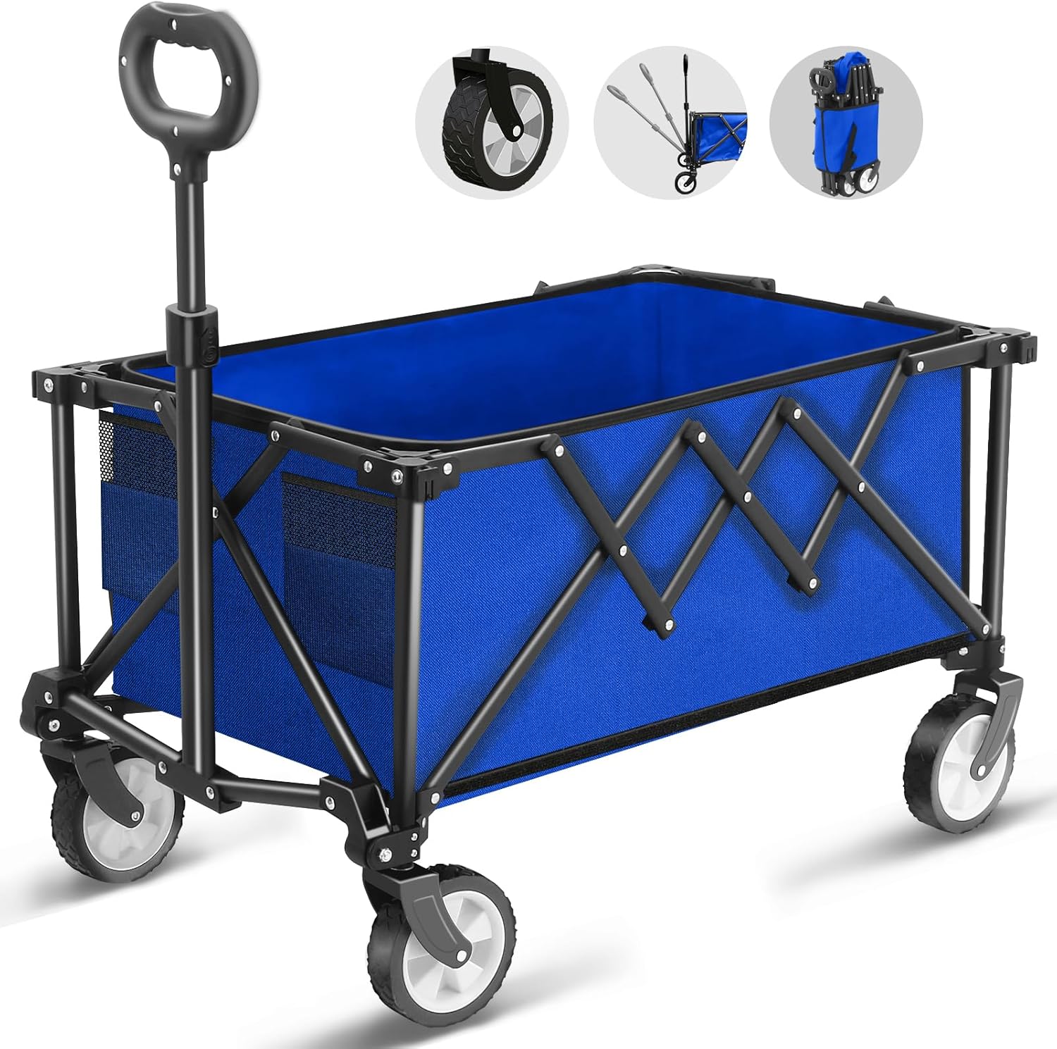 Carrello Pieghevole su Ruote 100kg, Blu