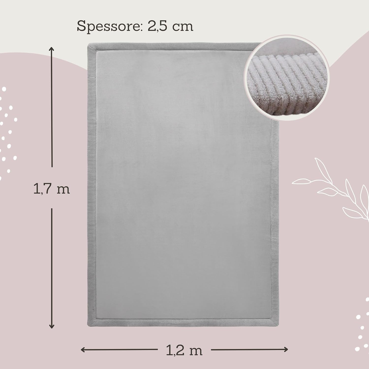 Hakuna Matte Tappeto da Gioco Velluto Corallo, Grigio - immagine 2