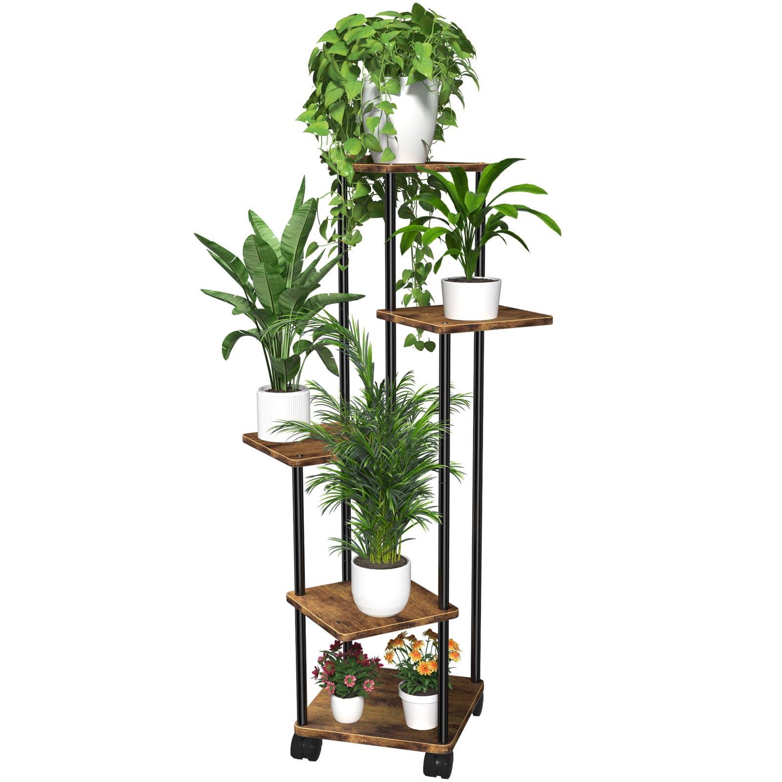 Gblavm Porta Piante da Interno in Legno 5 Livelli