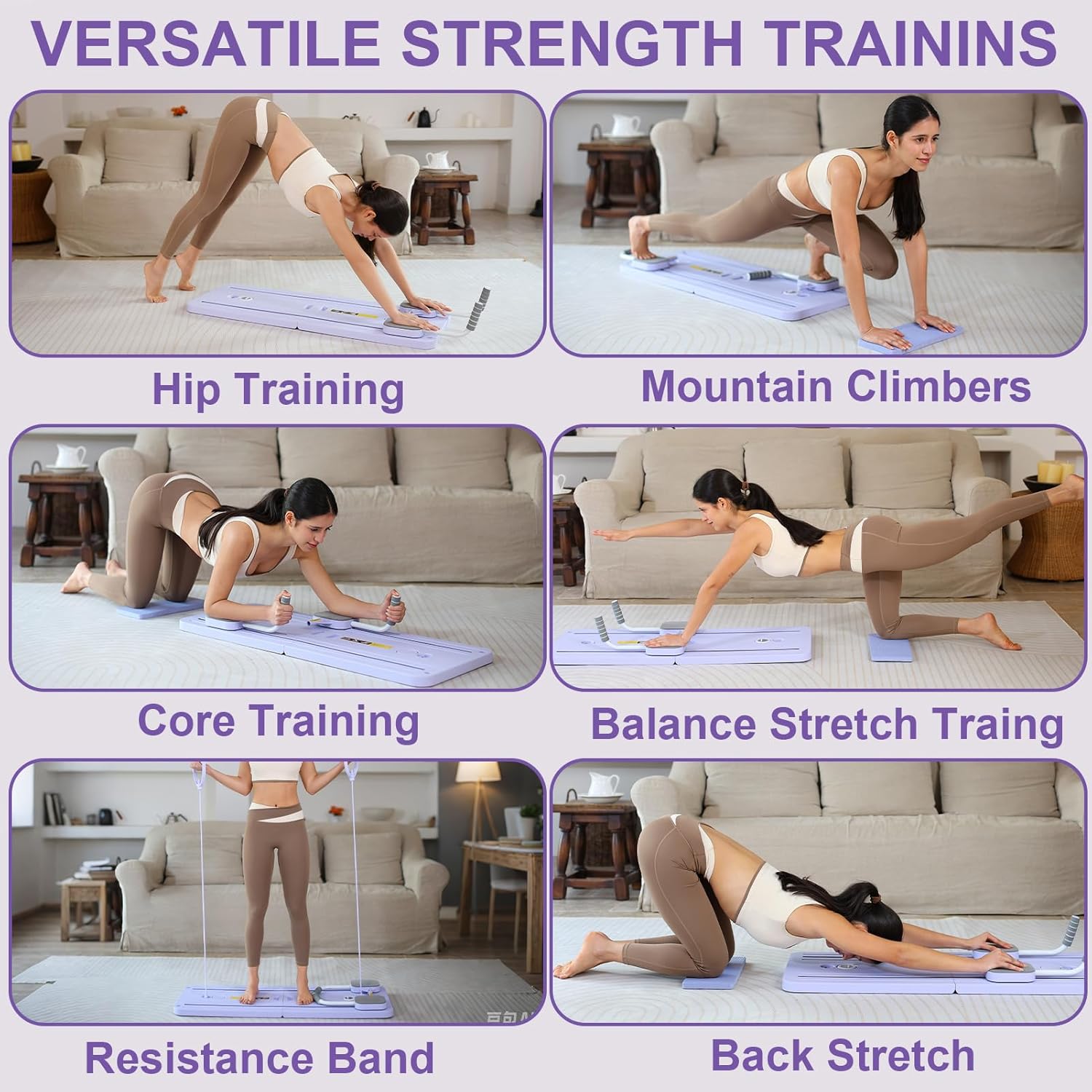 ExeractFit Pilates Board 2025 Upgraded Pieghevole, Viola - immagine 3