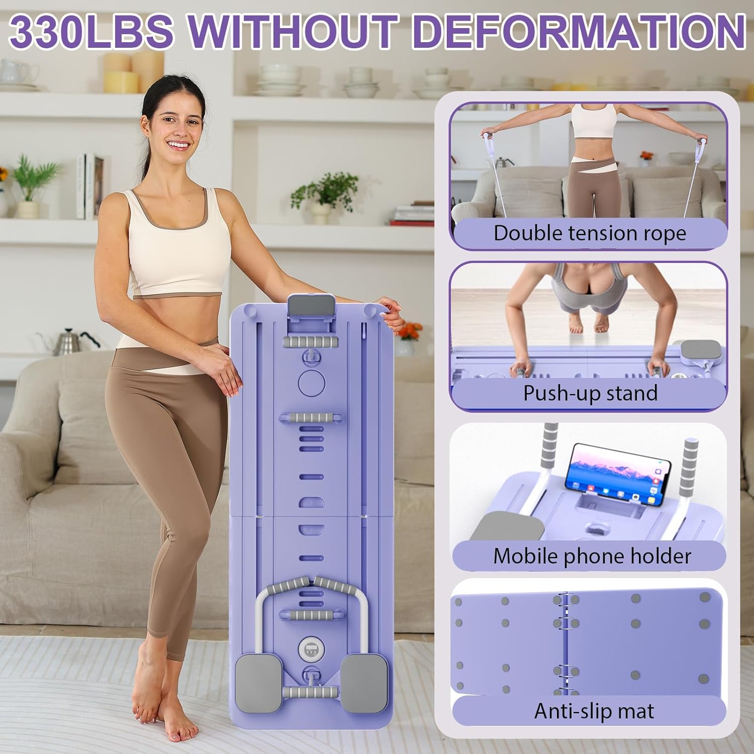 ExeractFit Pilates Board 2025 Upgraded Pieghevole, Viola - immagine 4