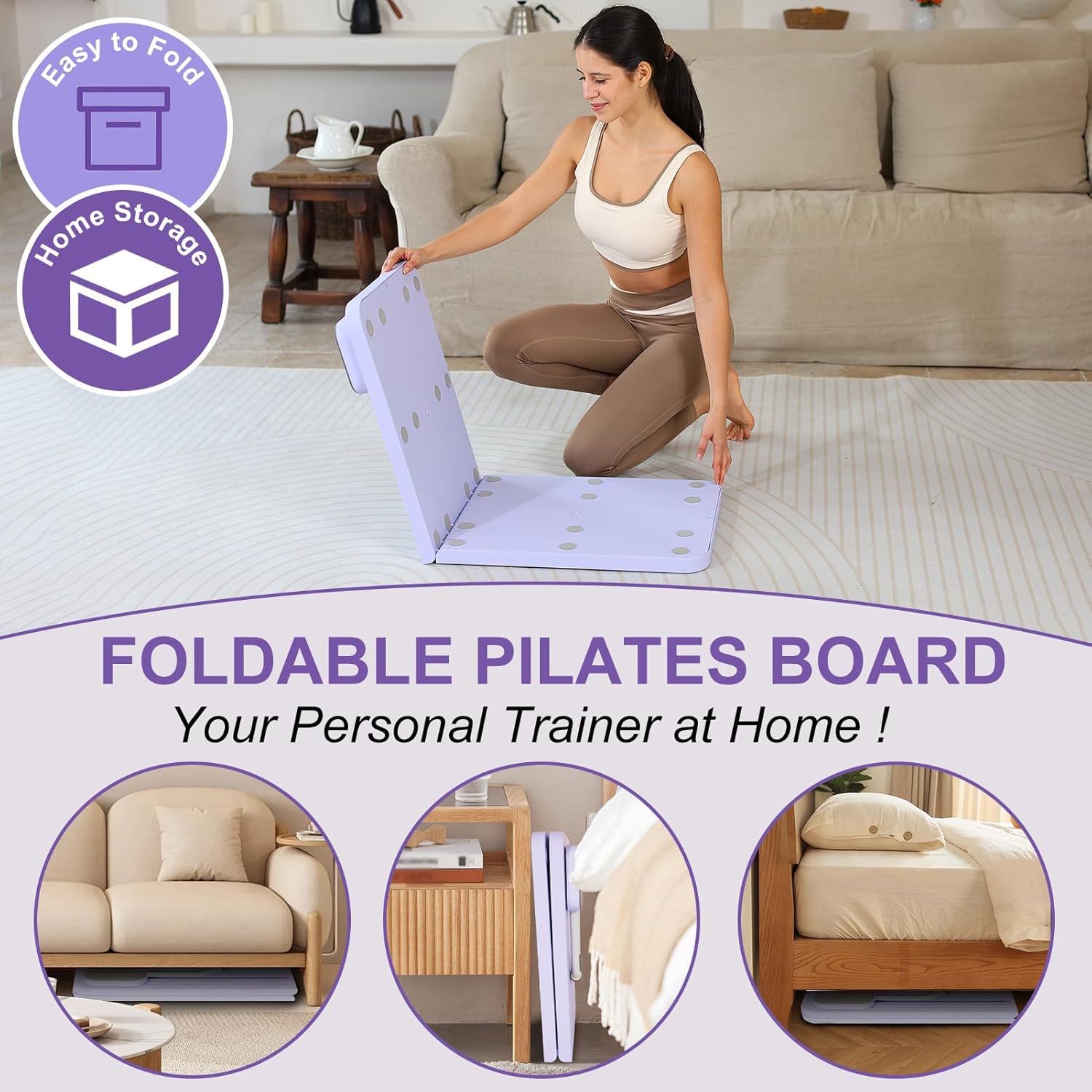 ExeractFit Pilates Board 2025 Upgraded Pieghevole, Viola - immagine 5