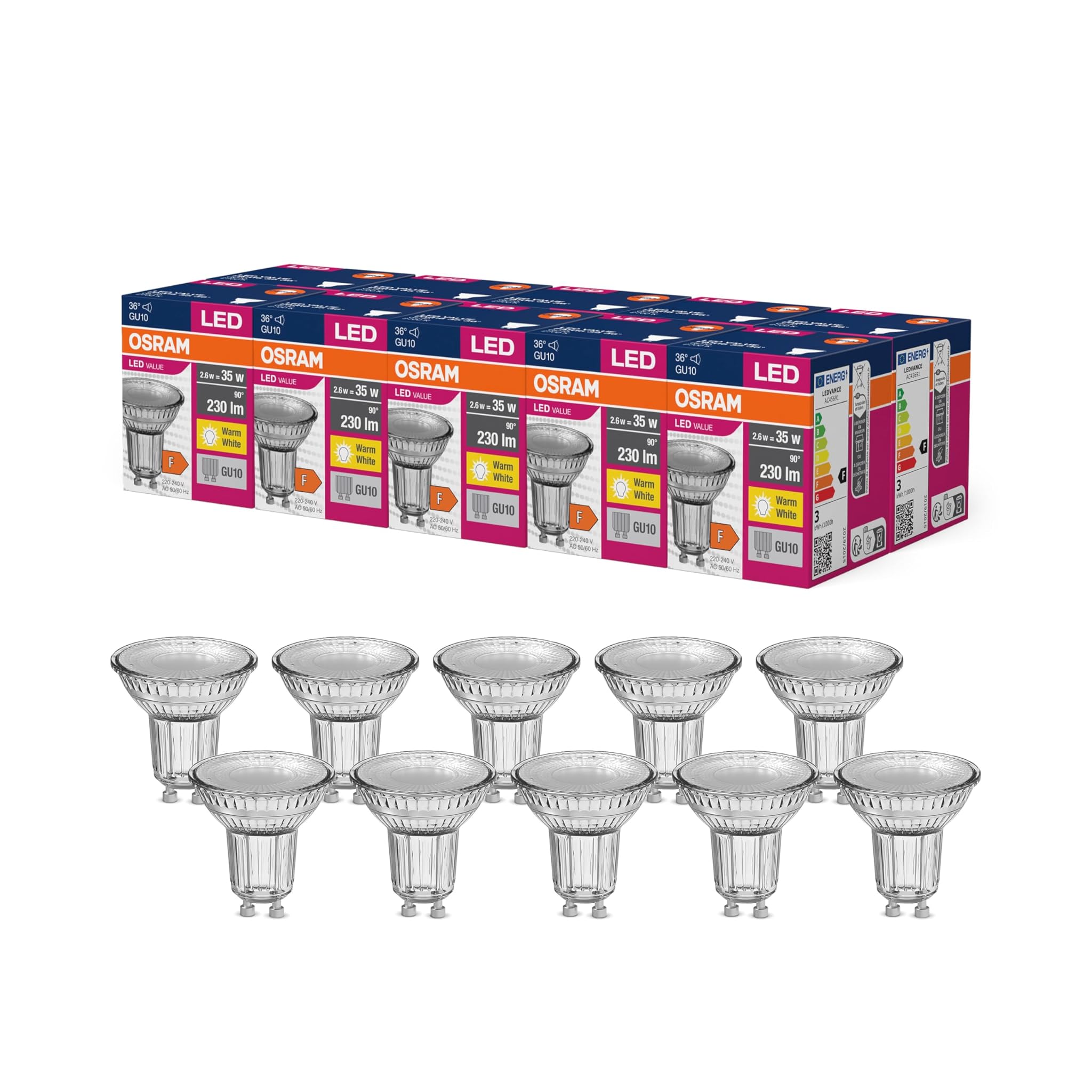 Osram Lampadina LED Star Value PAR16 GU10 2,6W (10 pezzi)