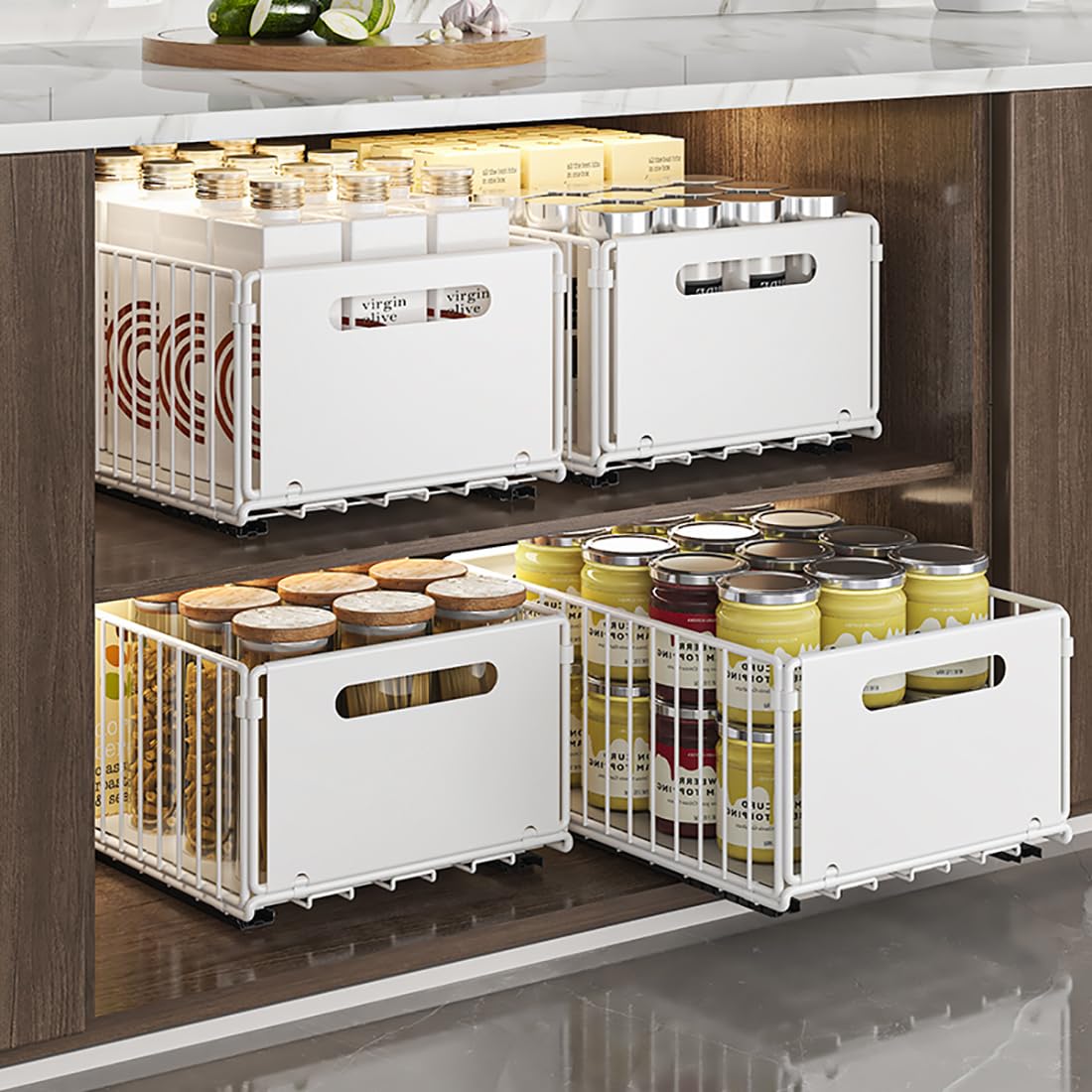 Yunnasi Cassetto Estraibile Cucina Senza Trapano, 4 Pezzi