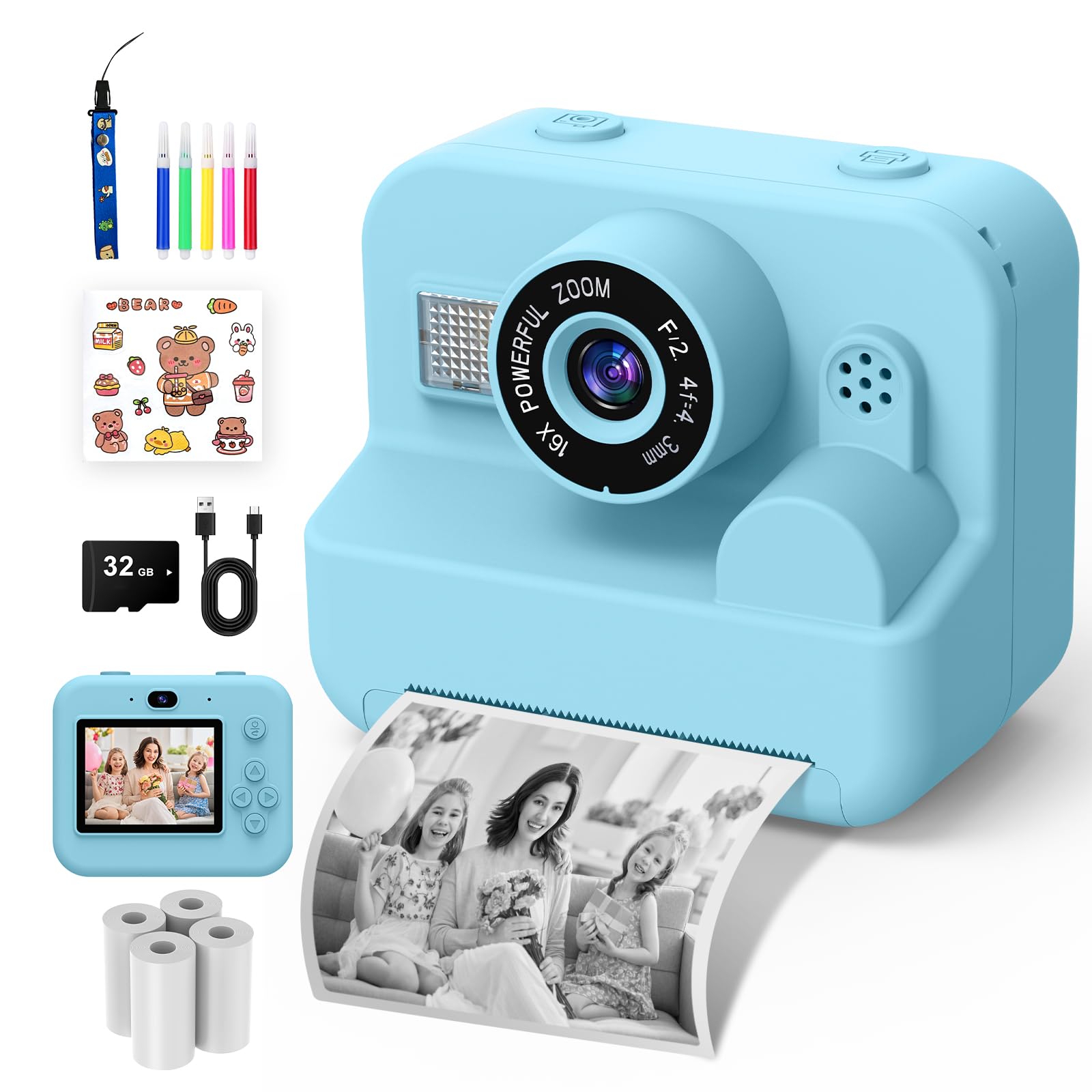 Fotocamera Istantanea per Bambini 1080P 2,4"