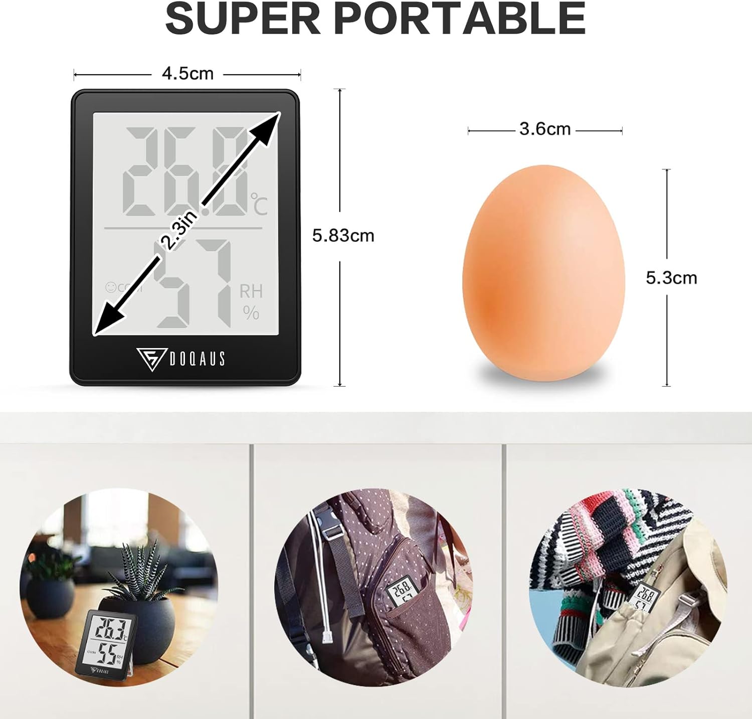 Doqaus Igrometro Termometro Digitale Interno, Nero - immagine 6