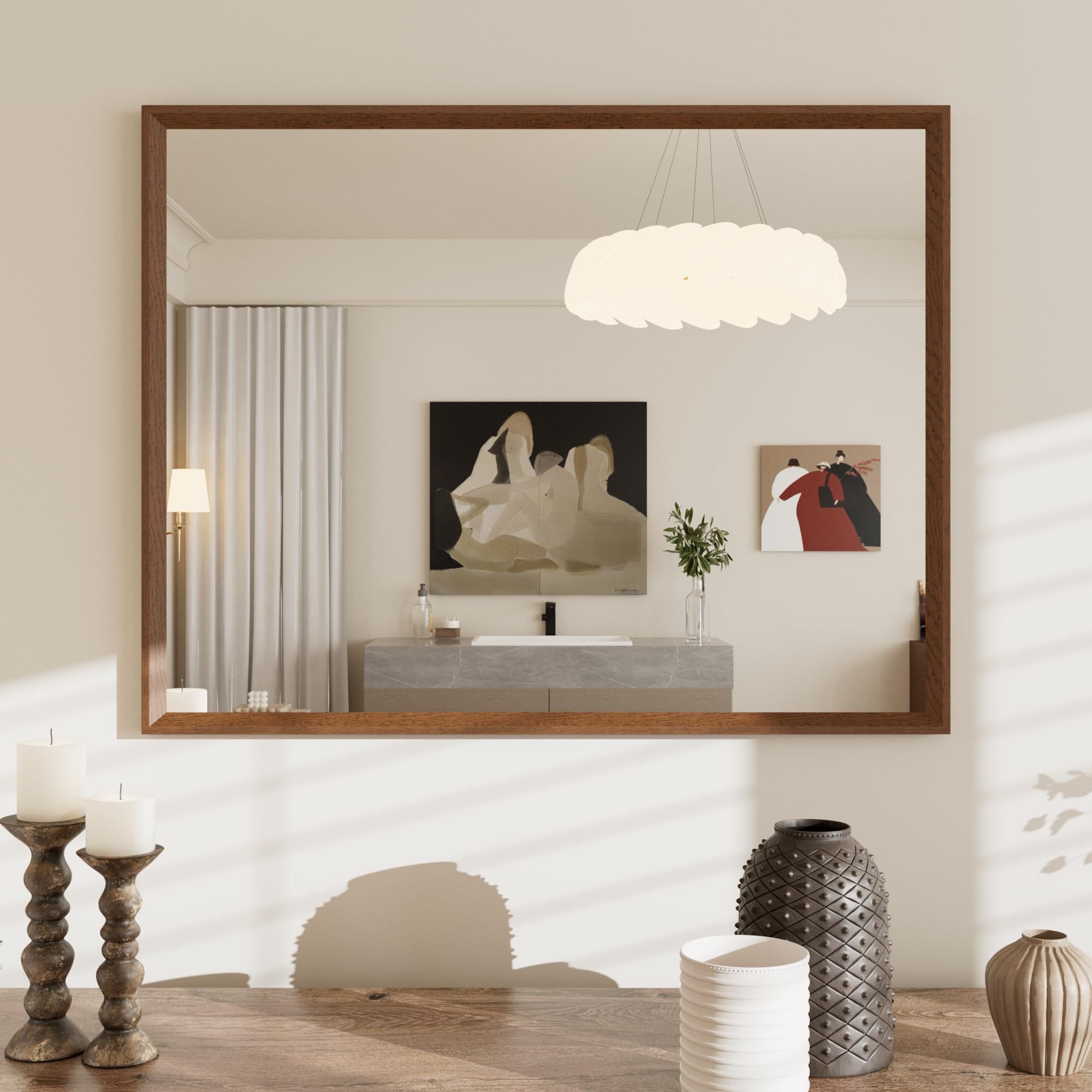 Weer Specchio da Parete Vintage 70x90 cm, Marrone