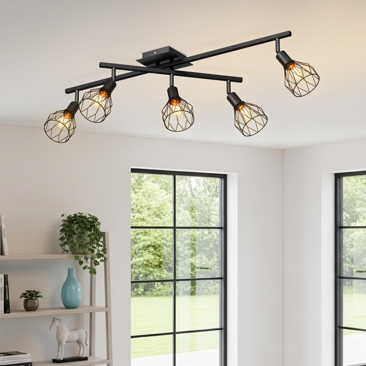 Lvwit Faretti Soffitto Orientabili Neri 5 Attacco E14 - immagine 3