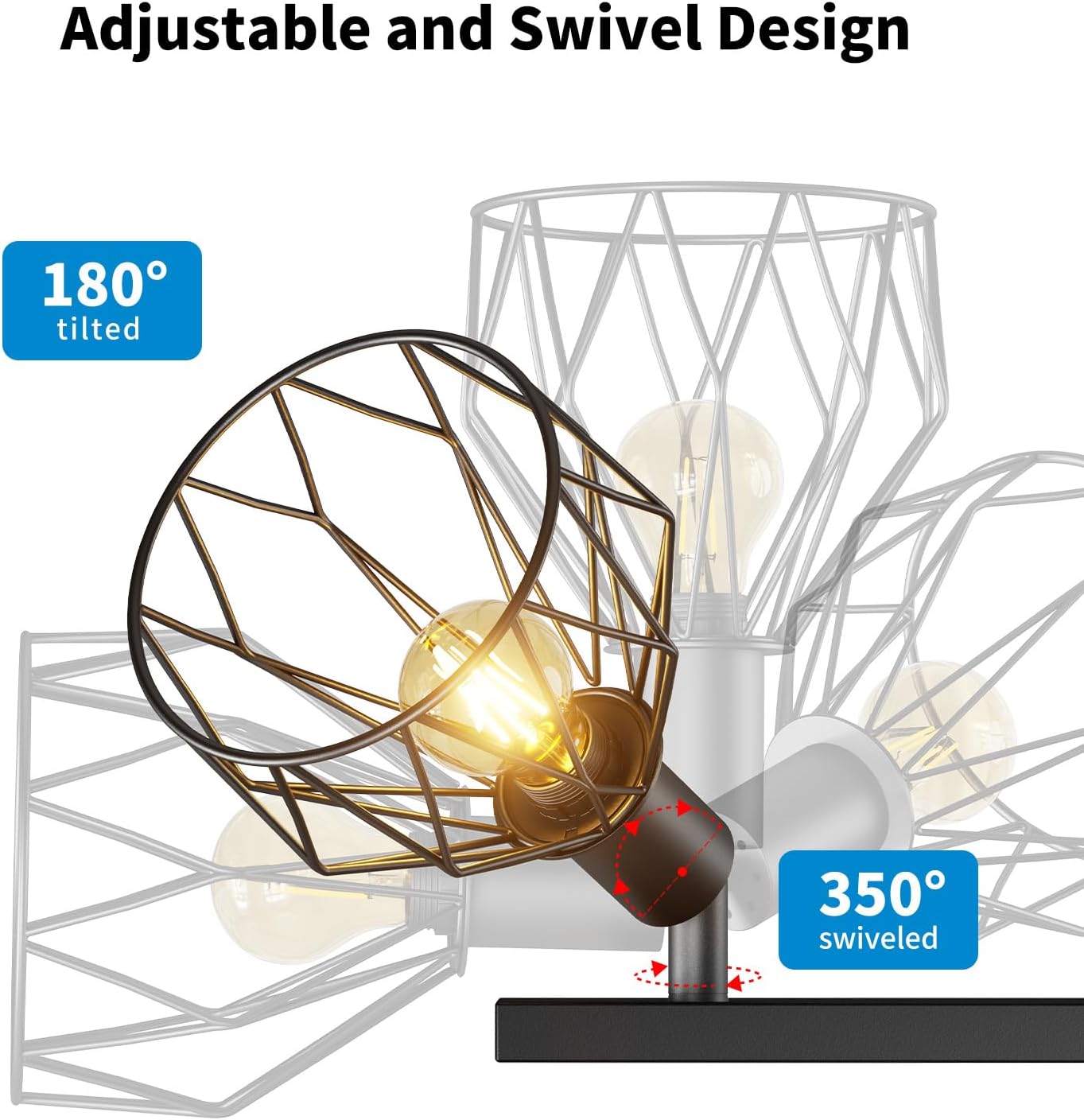Lvwit Faretti Soffitto Orientabili Neri 5 Attacco E14 - immagine 5