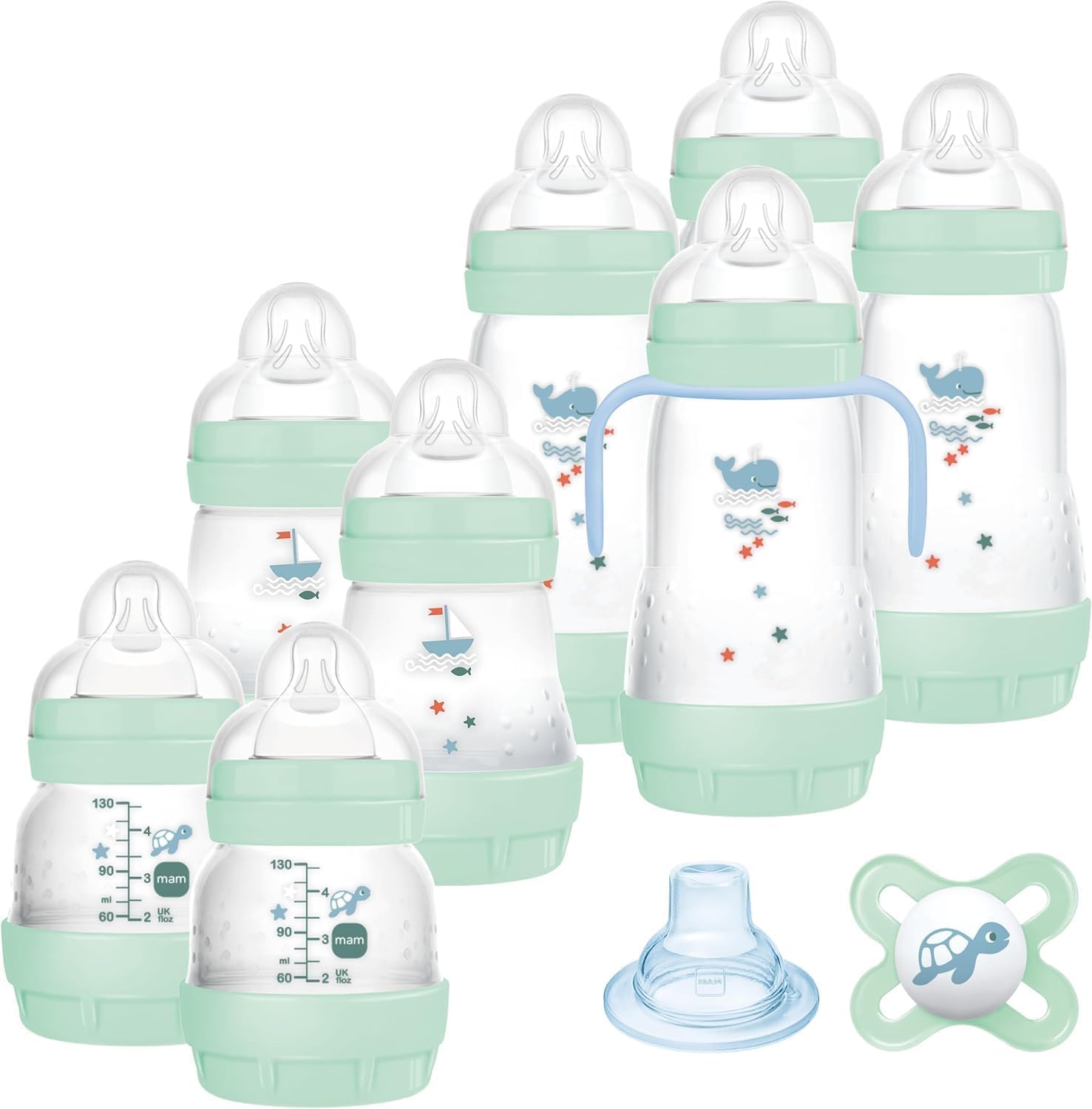 Mam Set 8 Biberon Easy Start Anti-Colica, Azzurro