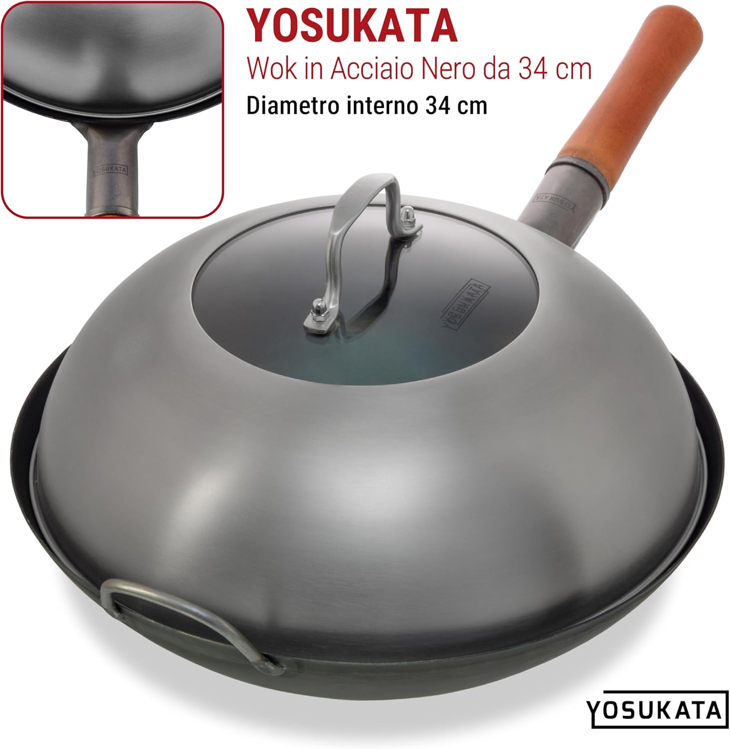 Yosukata Coperchio Universale Wok 32,5 cm Acciaio Inox - immagine 4