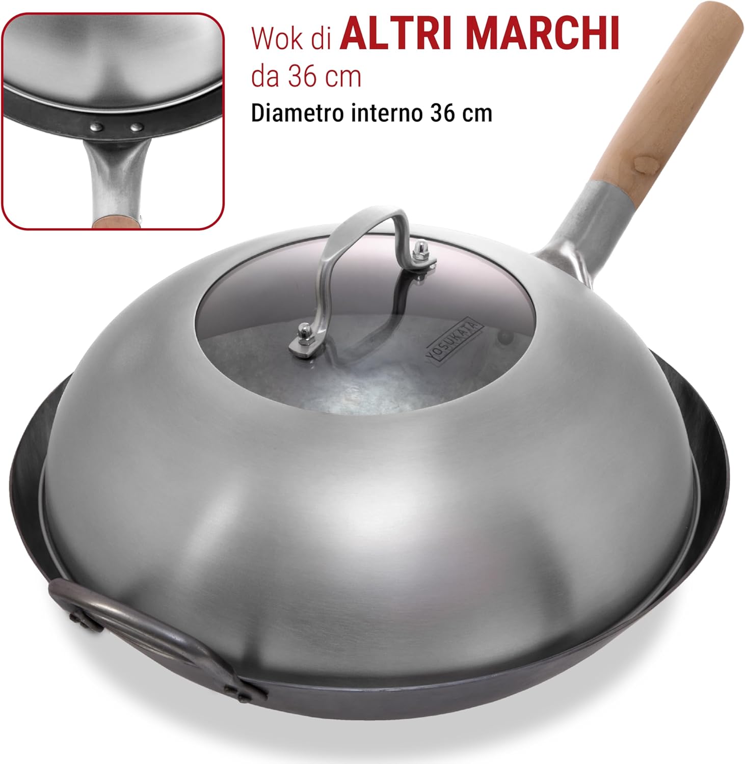 Yosukata Coperchio Universale Wok 32,5 cm Acciaio Inox - immagine 6