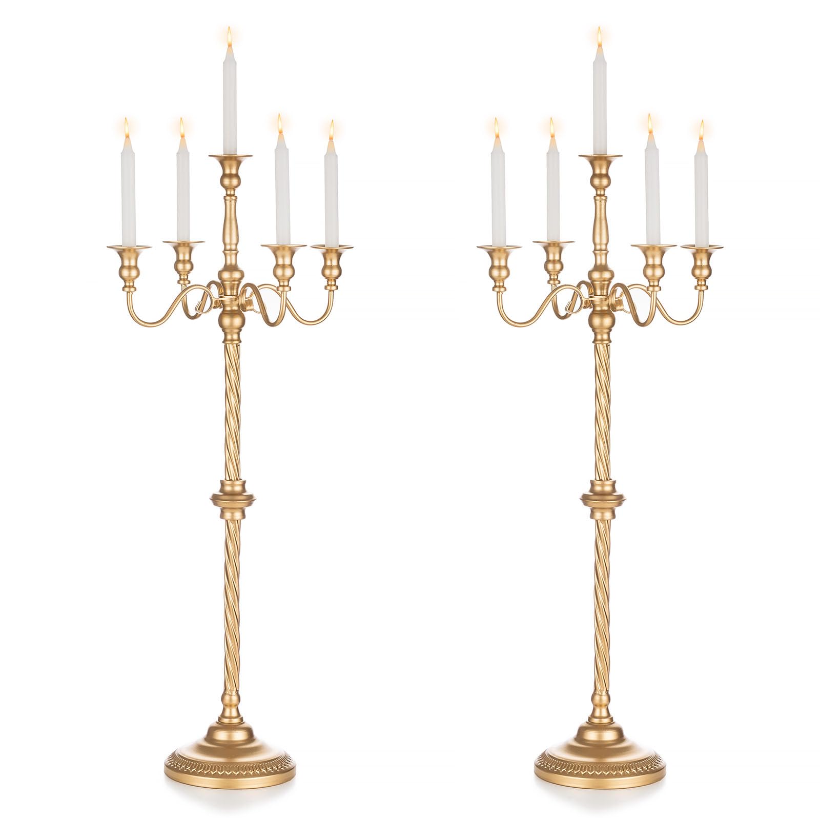 Inweder Candelabri da Pavimento Alti 88cm, Dorati 5 Bracci