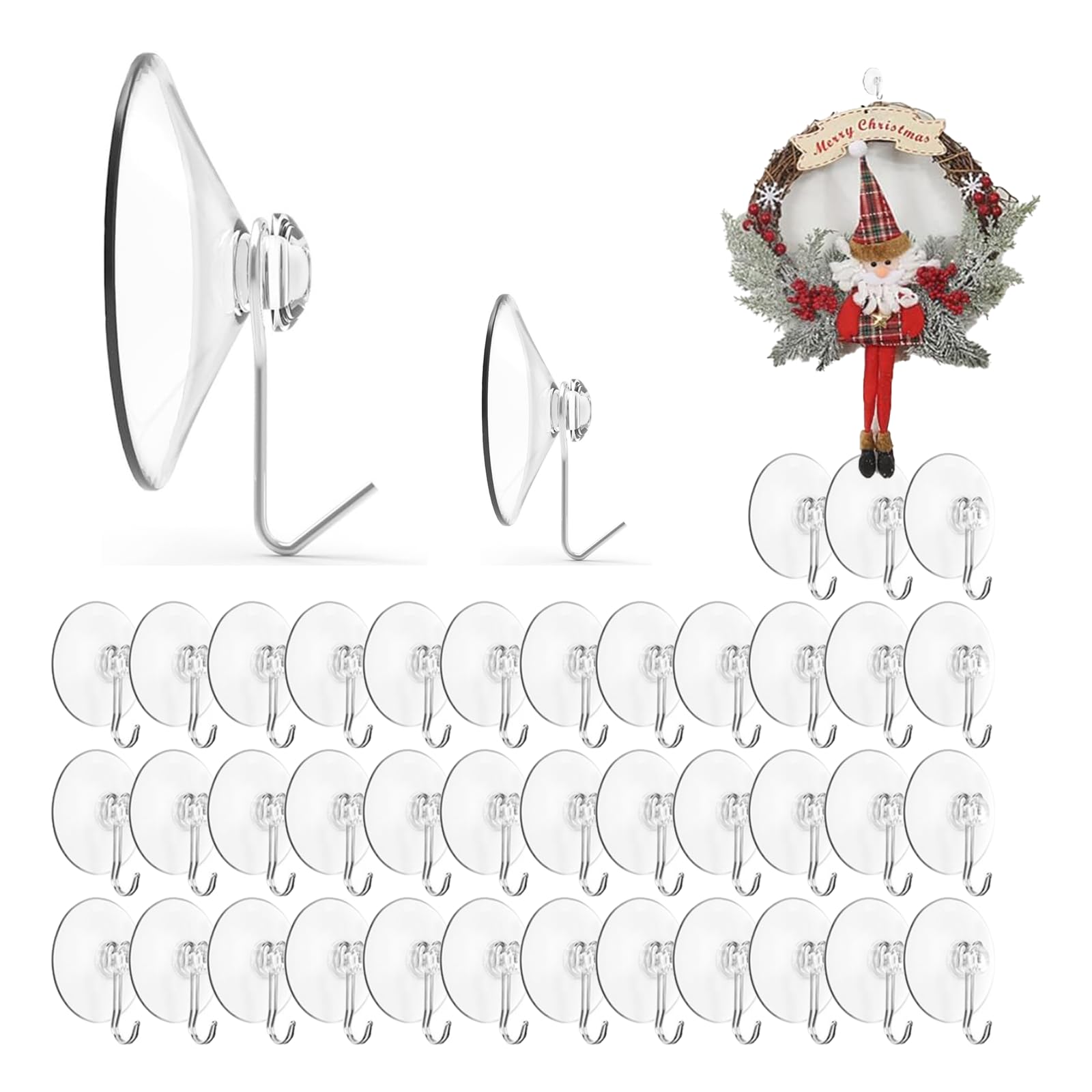 40 Pezzi Ganci a Ventosa Trasparenti 40 mm