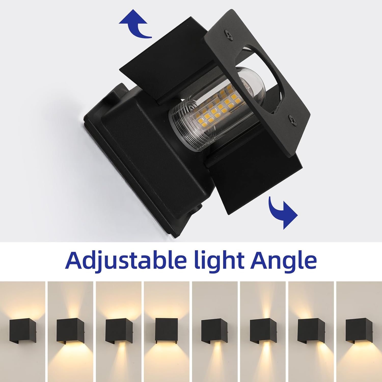 Fupe Set 4 Lampade da Parete G9 LED Esterno/Interno IP65, Nero - immagine 4