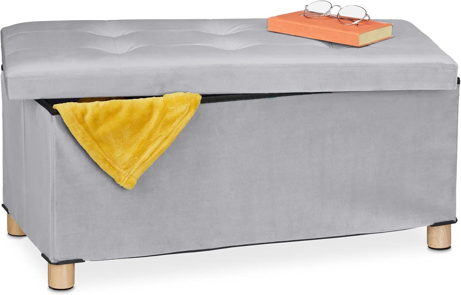 Relaxdays Pouf Contenitore con Vassoio 34x76x38cm