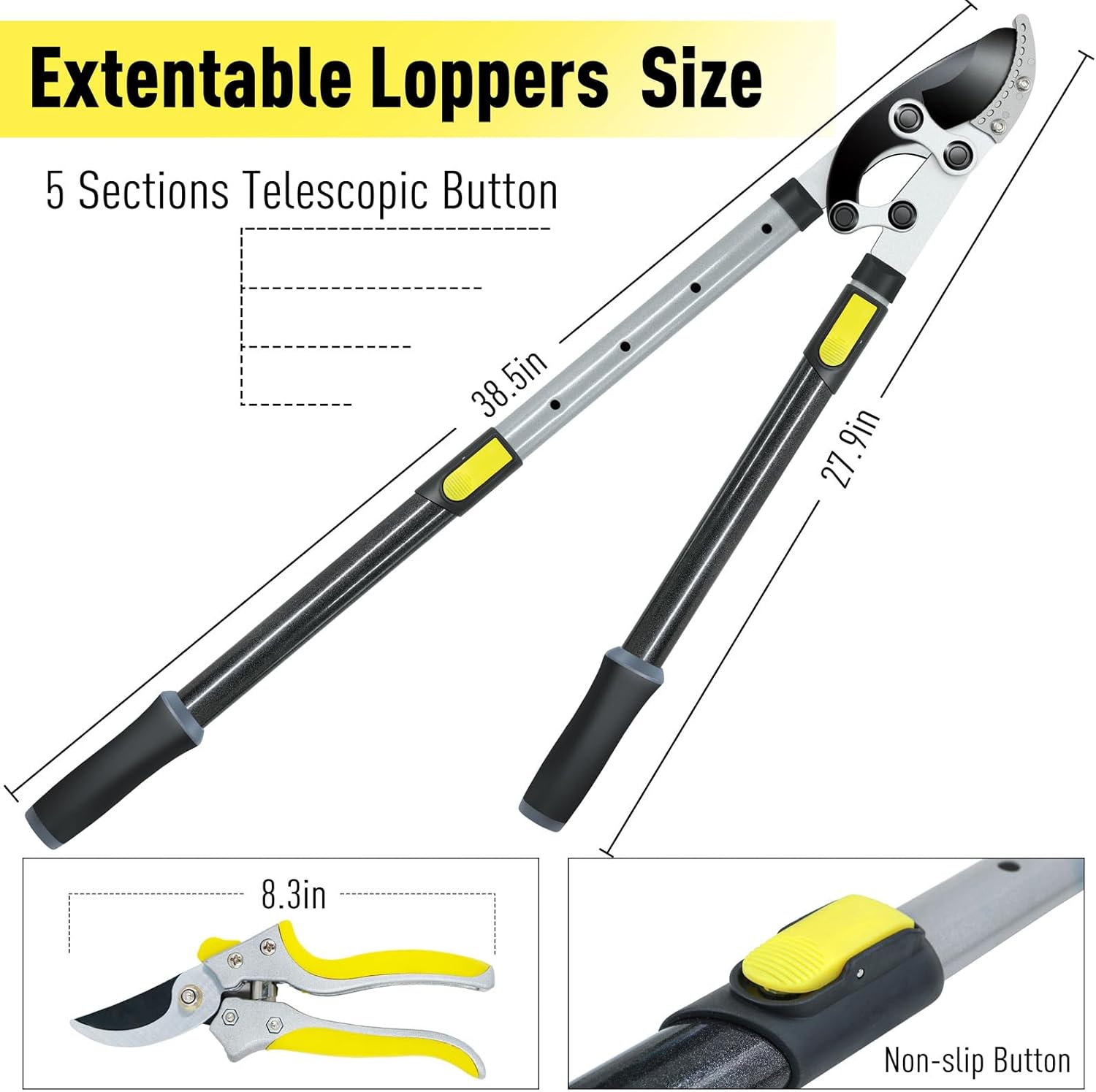 Jardineer Extendable Anvil Loppers Shears - immagine 7