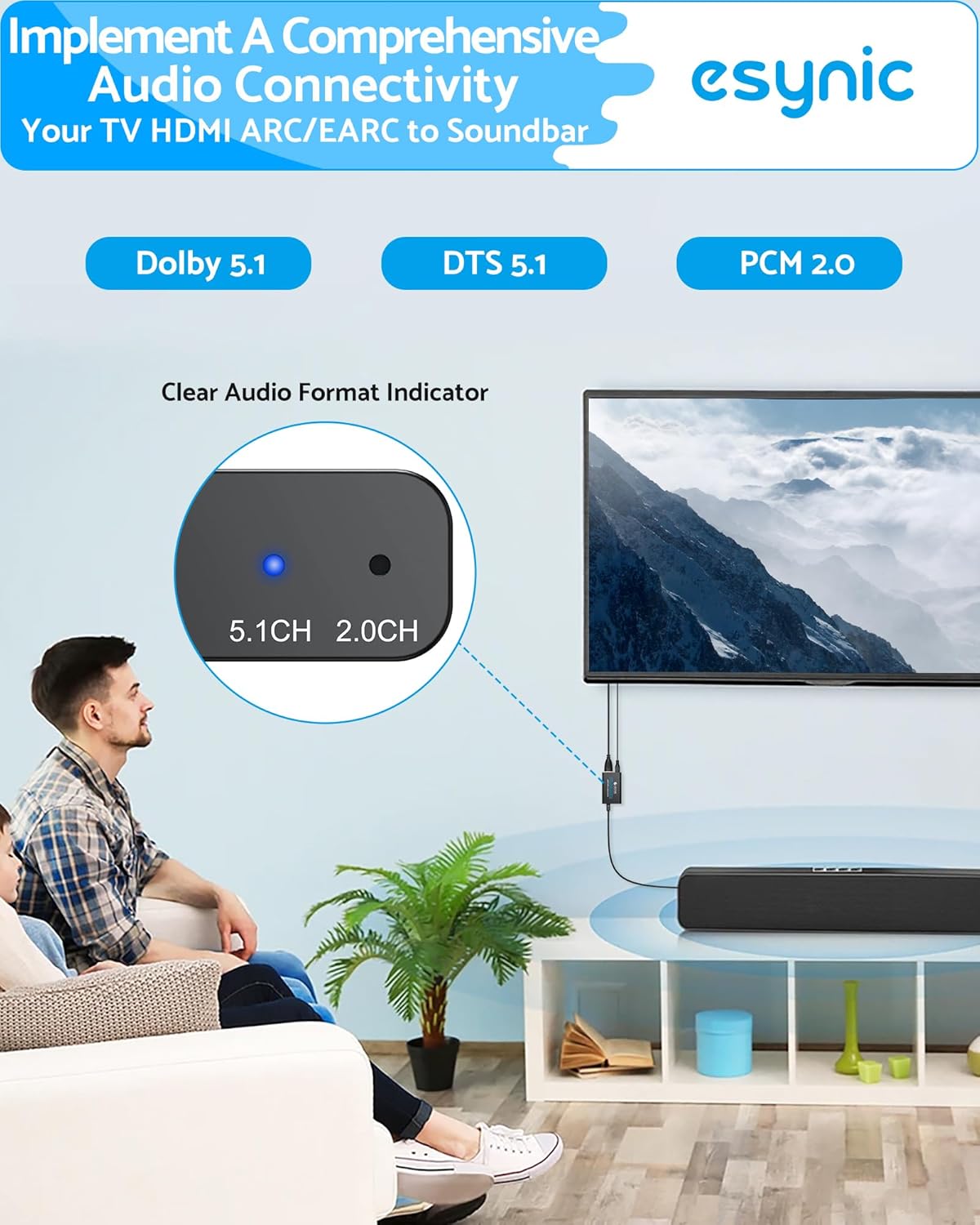 eSynic eARC ARC Audio Extractor con Cavo HDMI - immagine 5