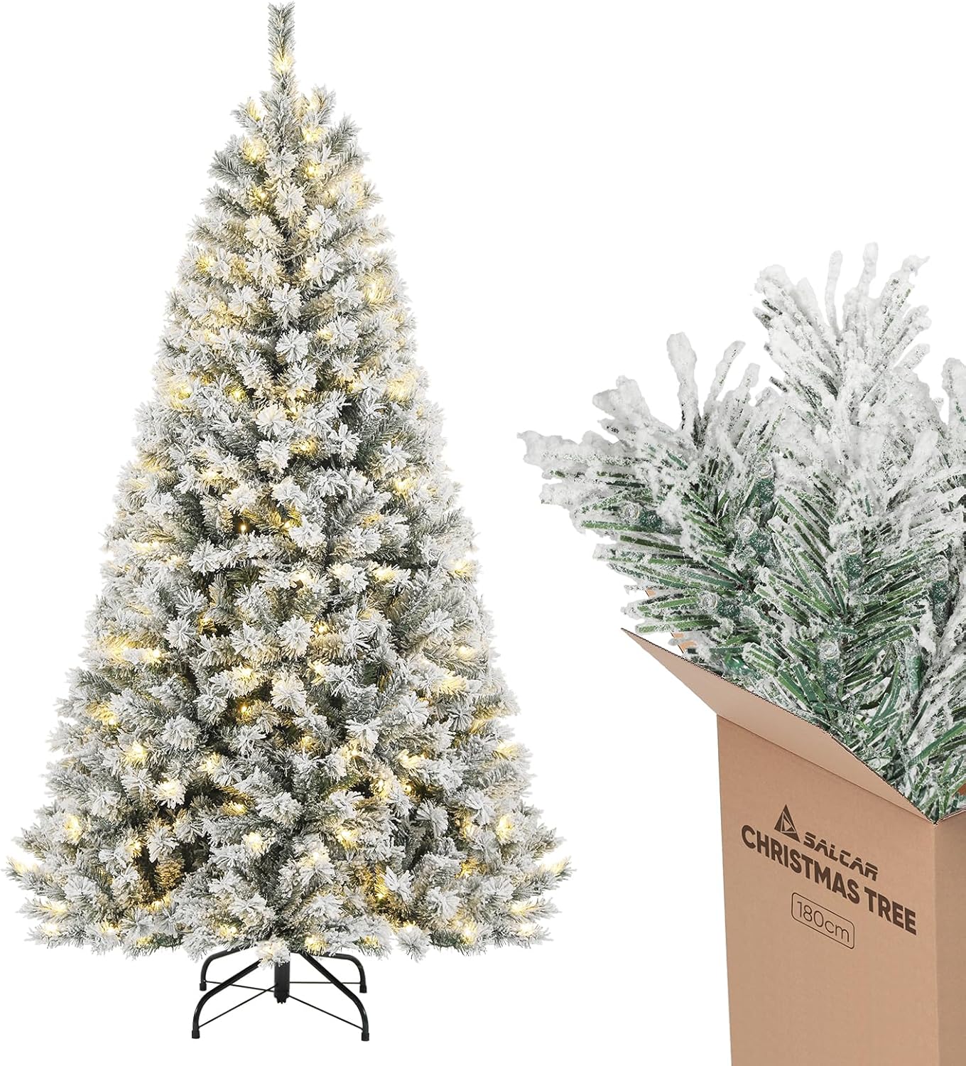 Salcar Albero di Natale Artificiale Innevato 180cm - immagine 1