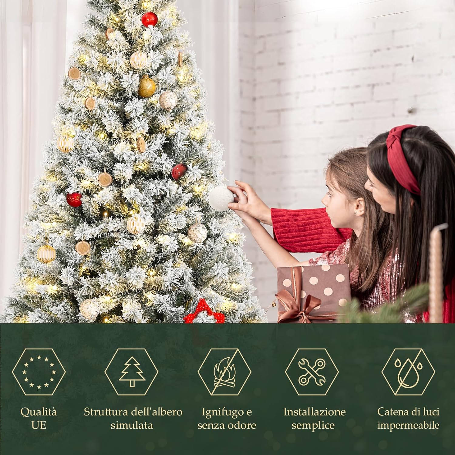 Salcar Albero di Natale Artificiale Innevato 180cm - immagine 5