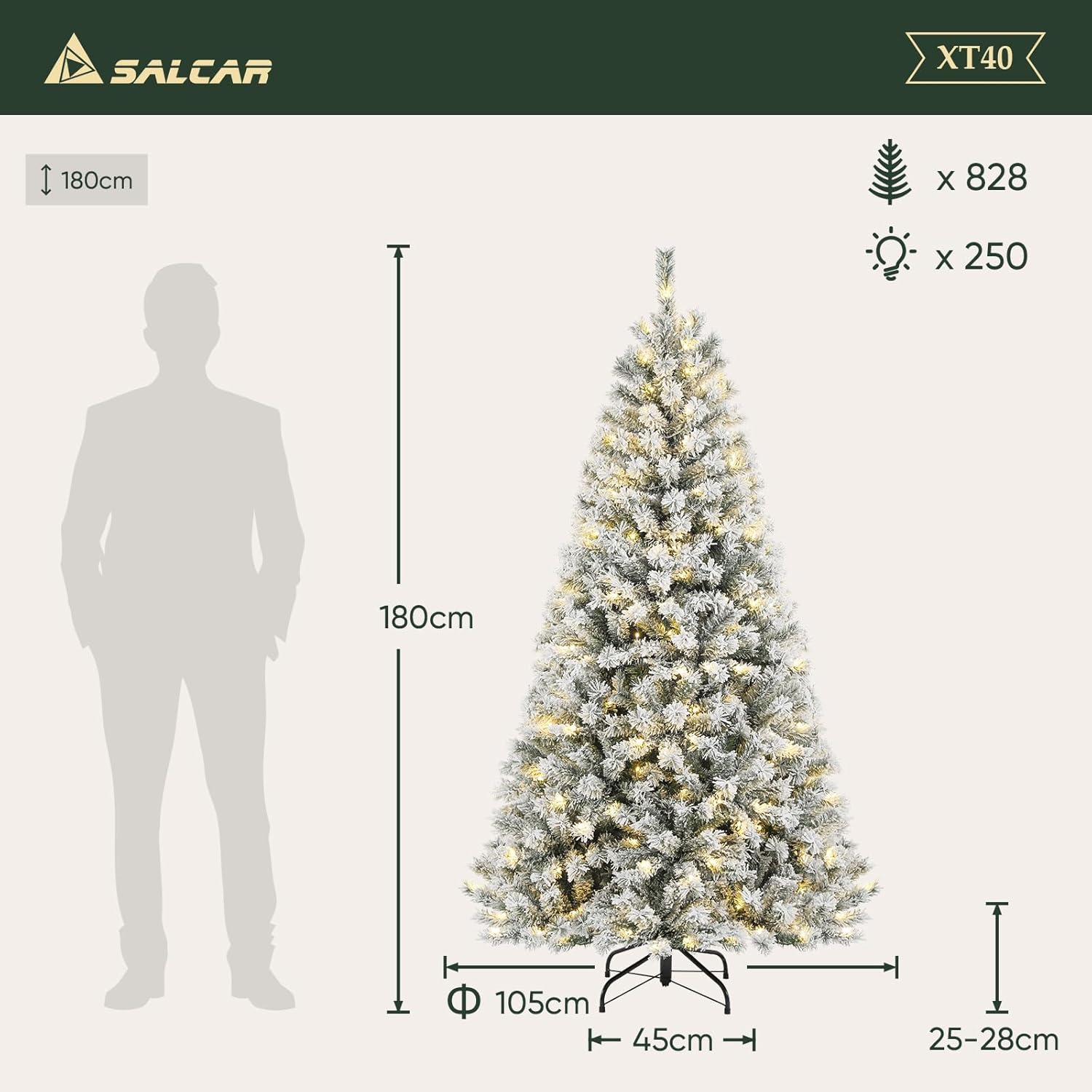 Salcar Albero di Natale Artificiale Innevato 180cm - immagine 6