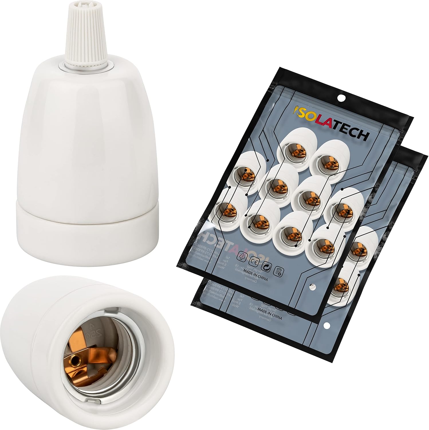 Isolatech Portalampada E27 in Ceramica (20 Pezzi) - immagine 1