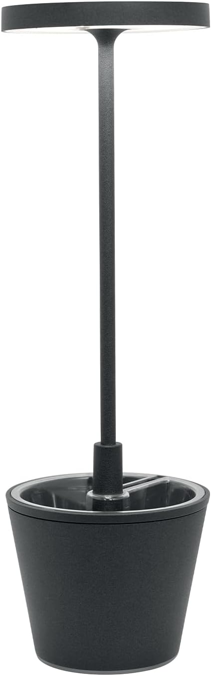 Zafferano Lampada Poldina Reverso - Tavolo Ricaricabile, Grigio Scuro