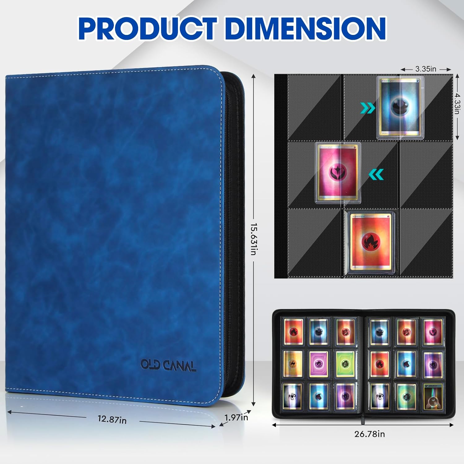 Top Loader Card Binder 9 Tasche, Blu Zaffiro - immagine 2