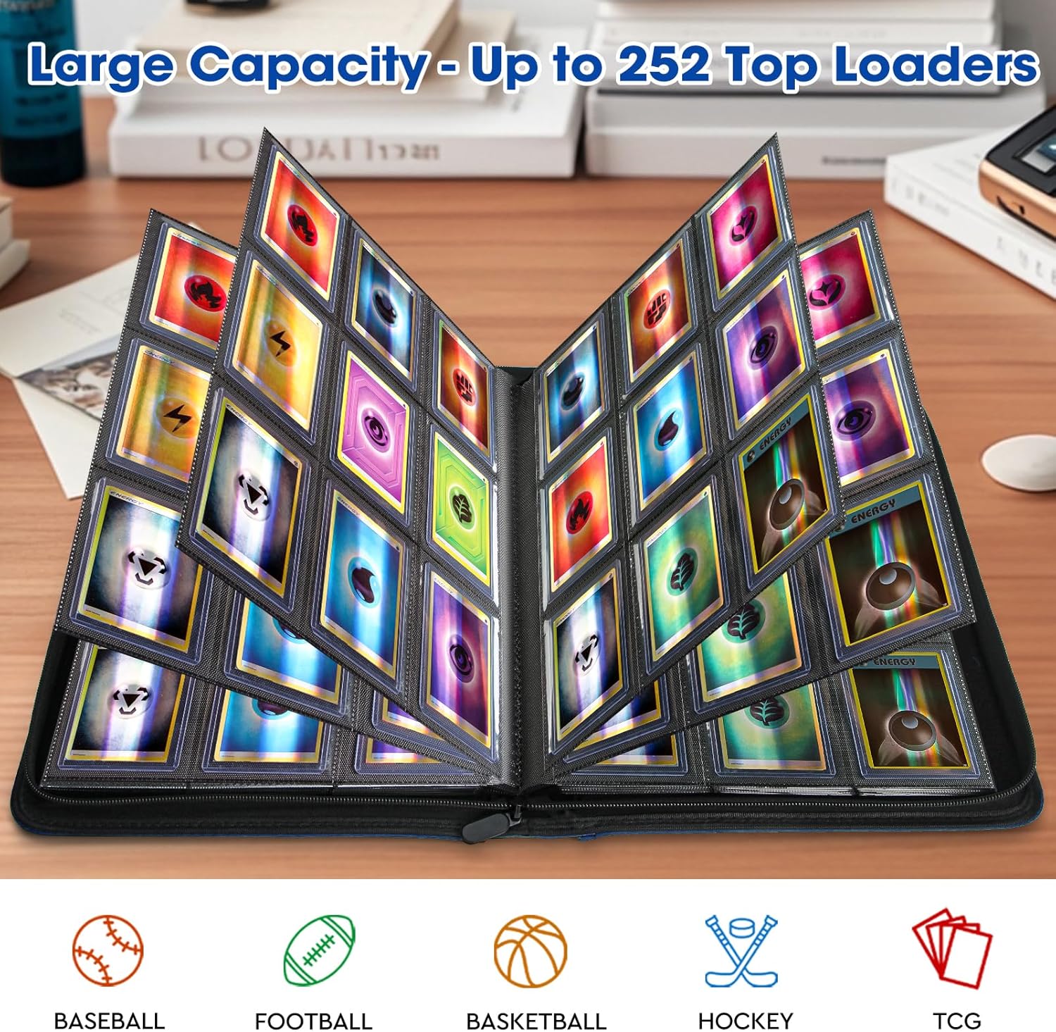 Top Loader Card Binder 9 Tasche, Blu Zaffiro - immagine 4