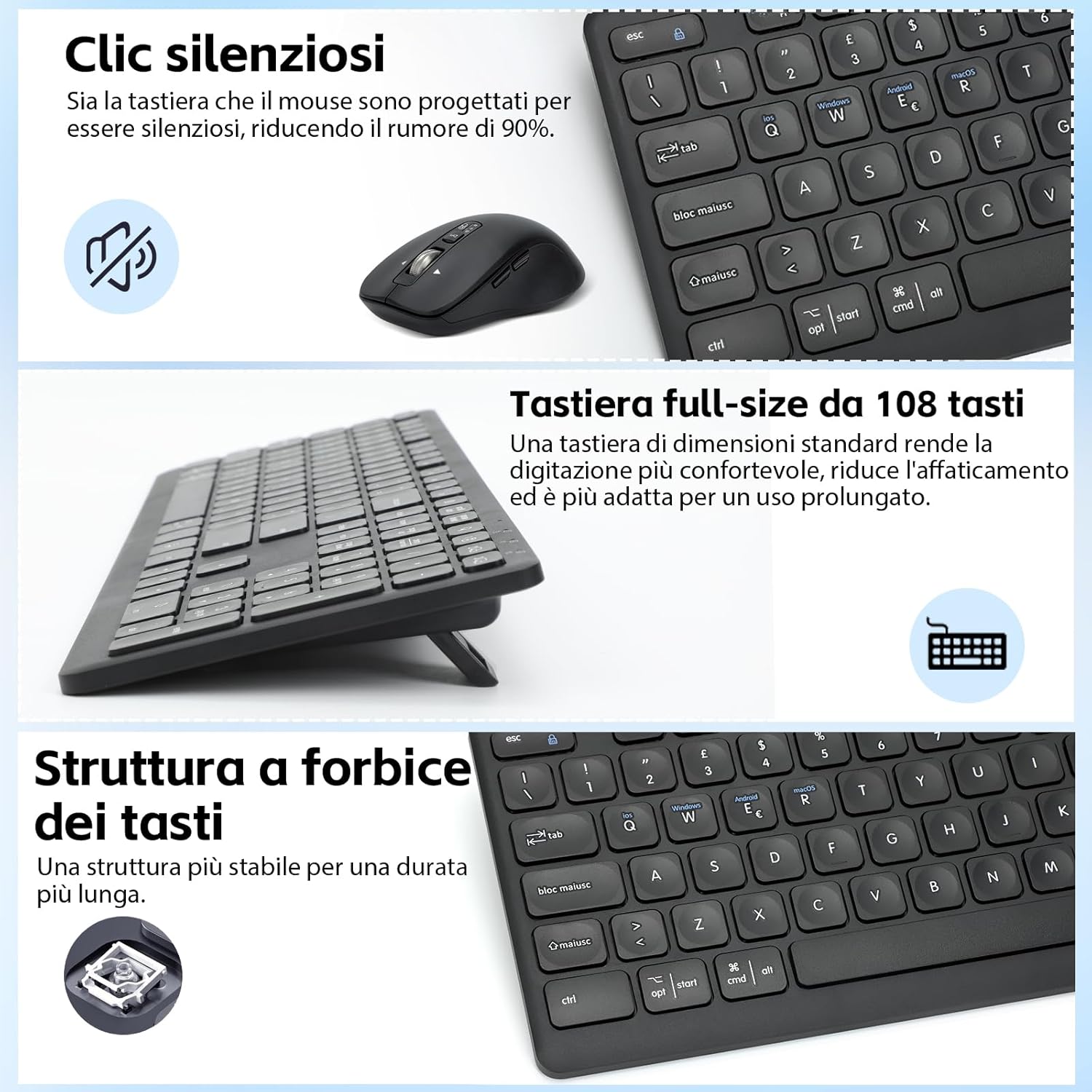 Combinazione Tastiera e Mouse Wireless M9300 - immagine 3